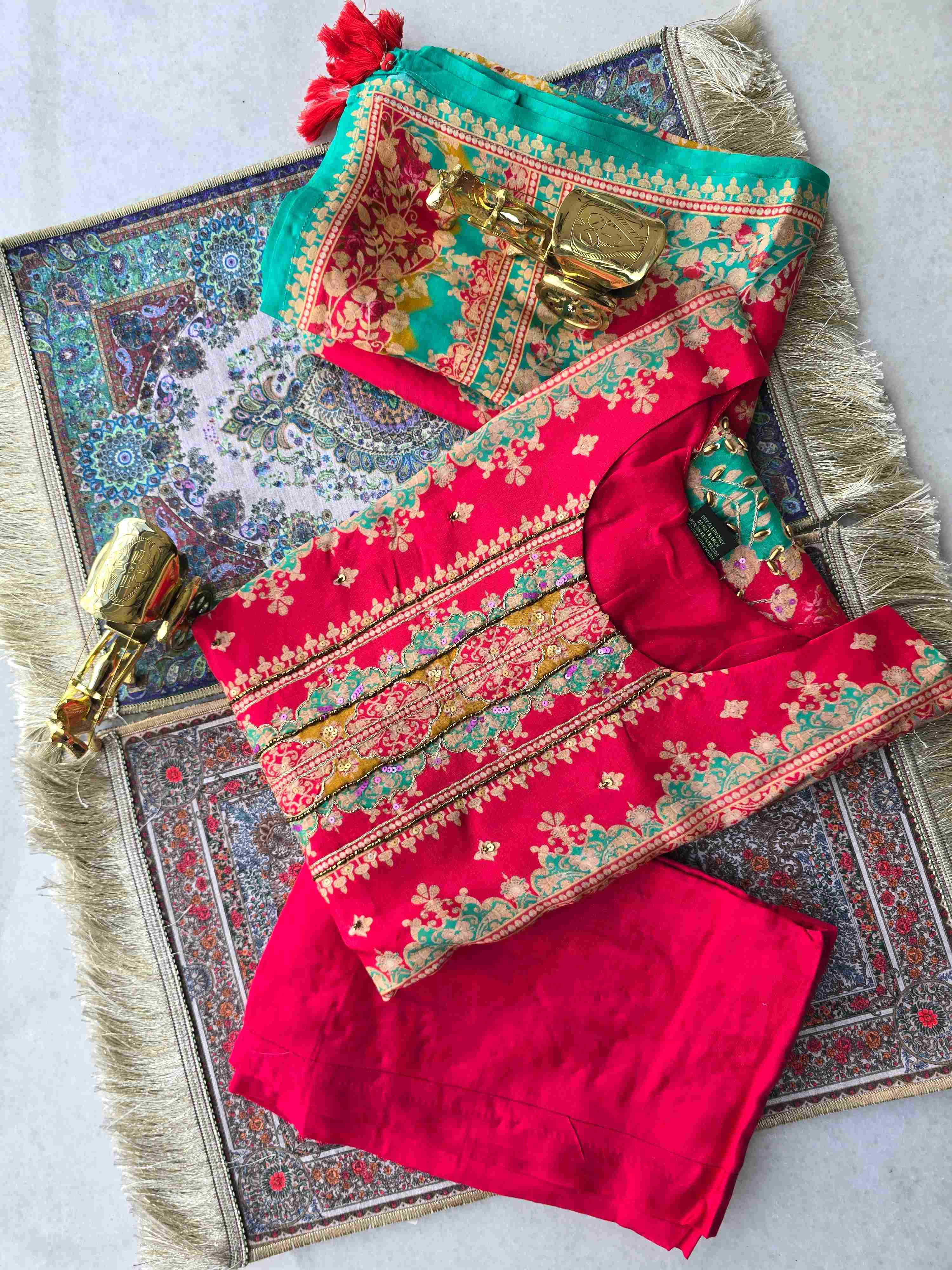 Red Raw Silk Salwar Kameez Set with Beadwork