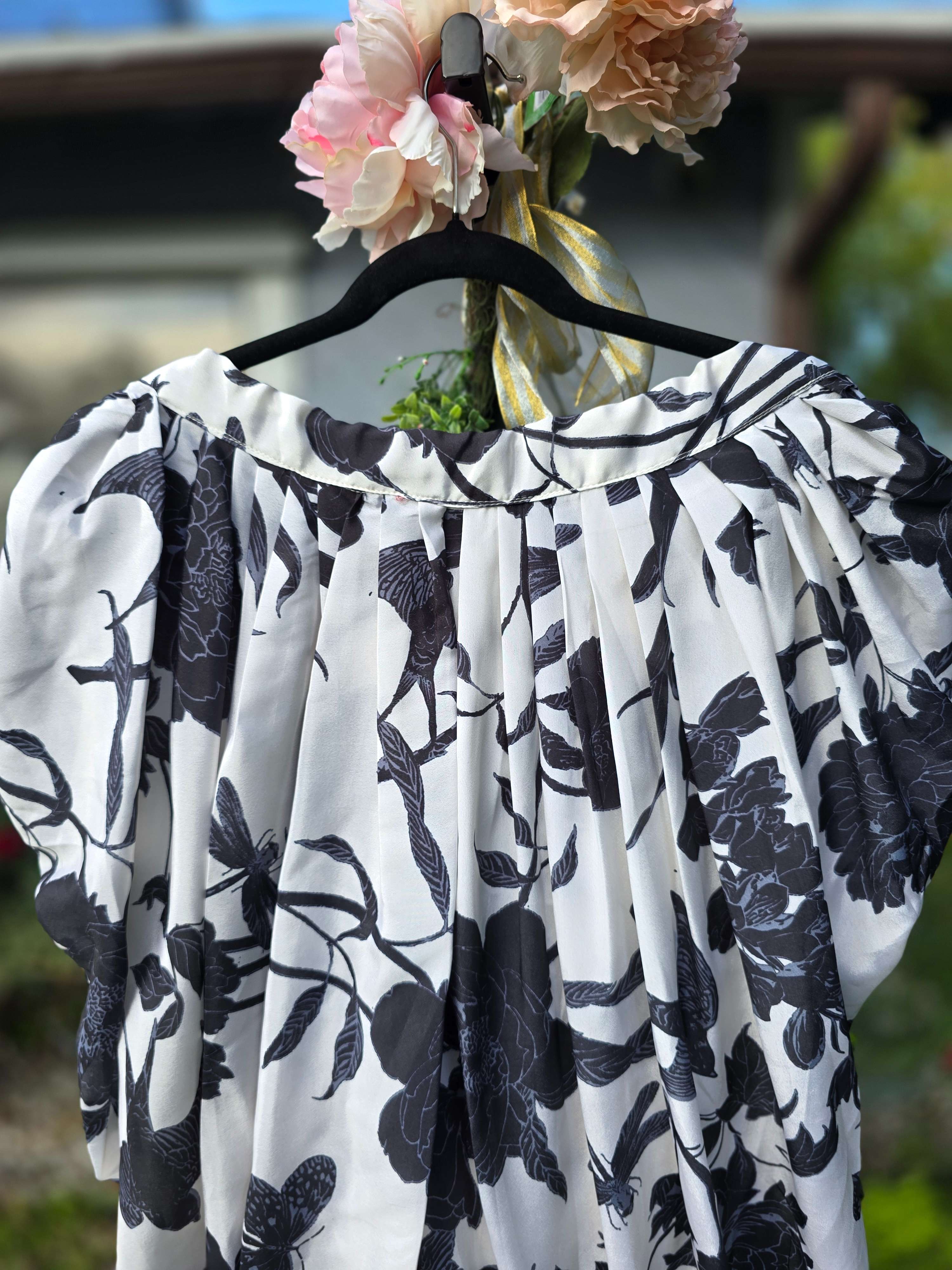 Black and White Silk Co Ords Set with Beadwork