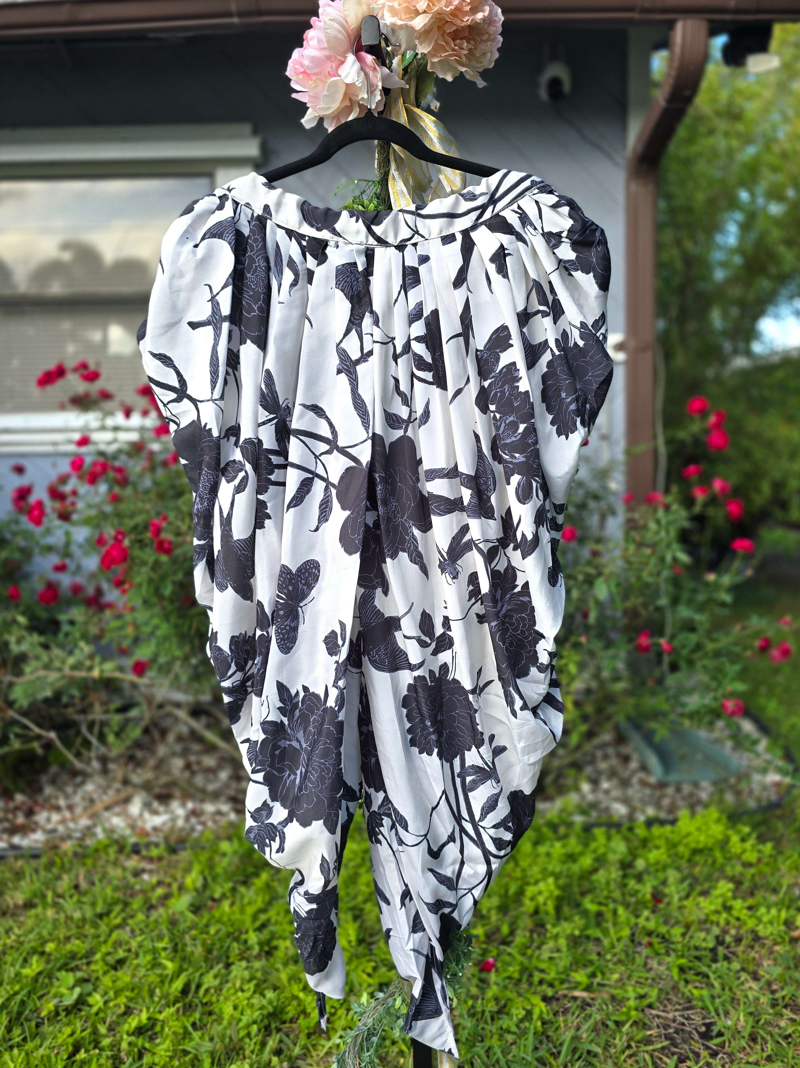 Black and White Silk Co Ords Set with Beadwork