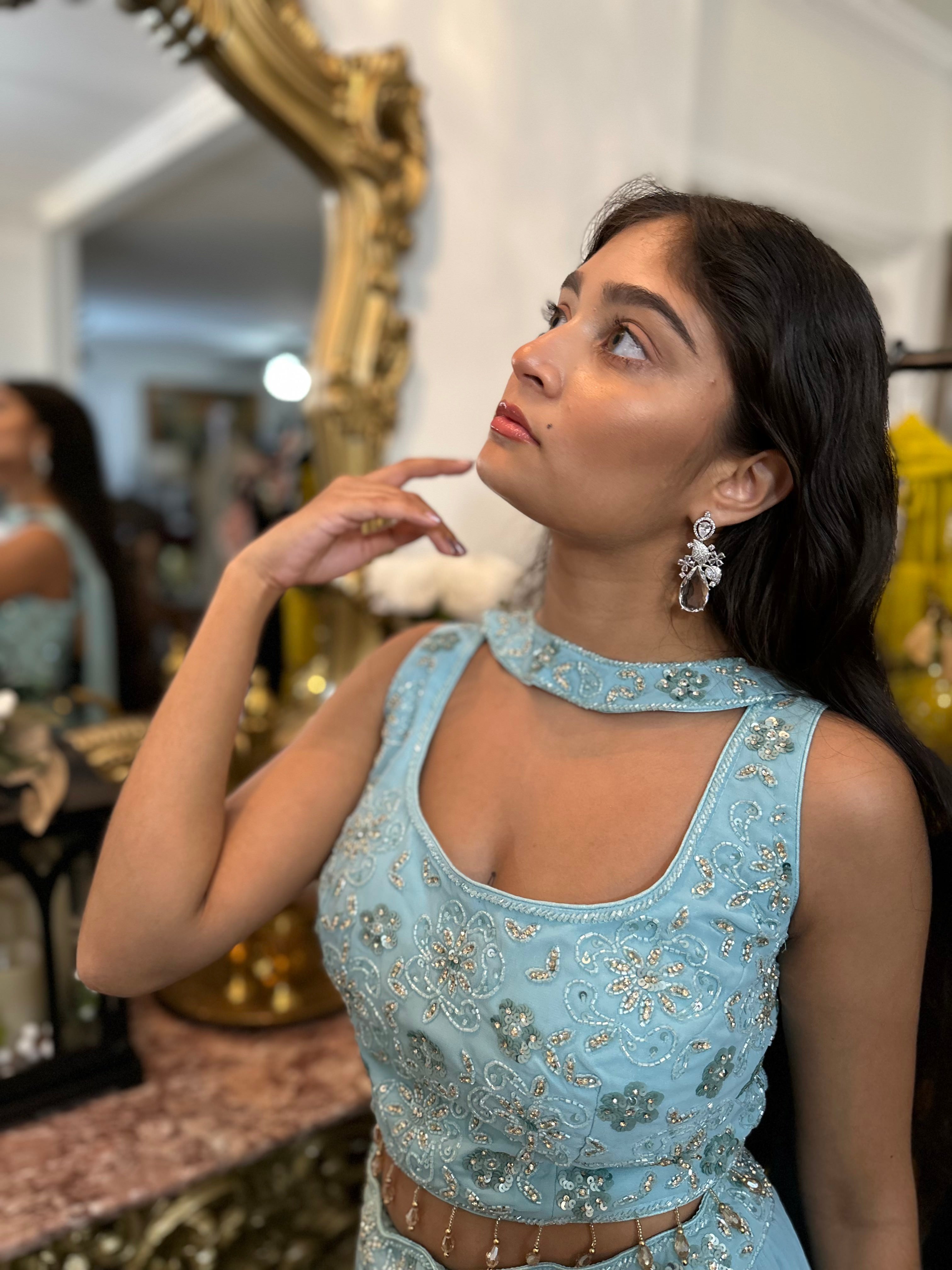 Bollywood Style Georgette Sharara Set with Sequin and Beadwork