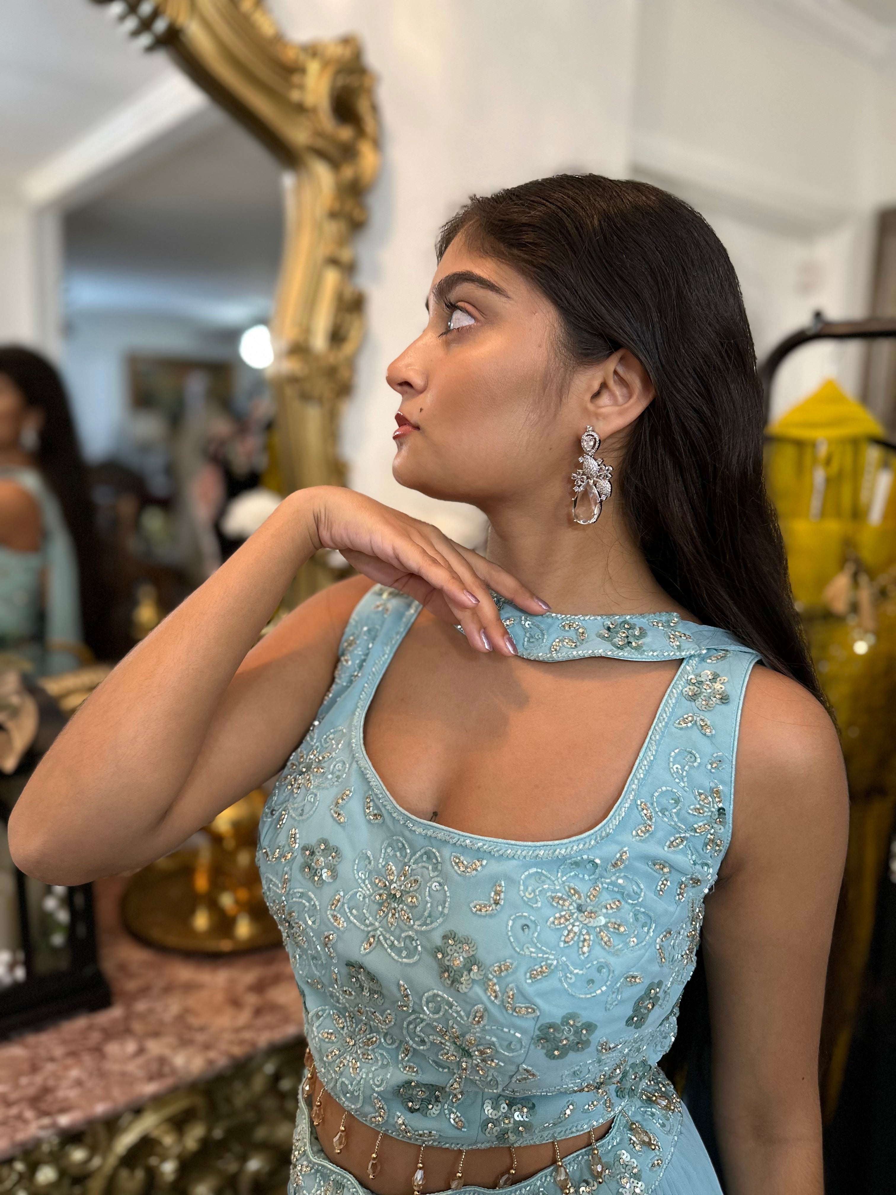 Bollywood Style Georgette Sharara Set with Sequin and Beadwork