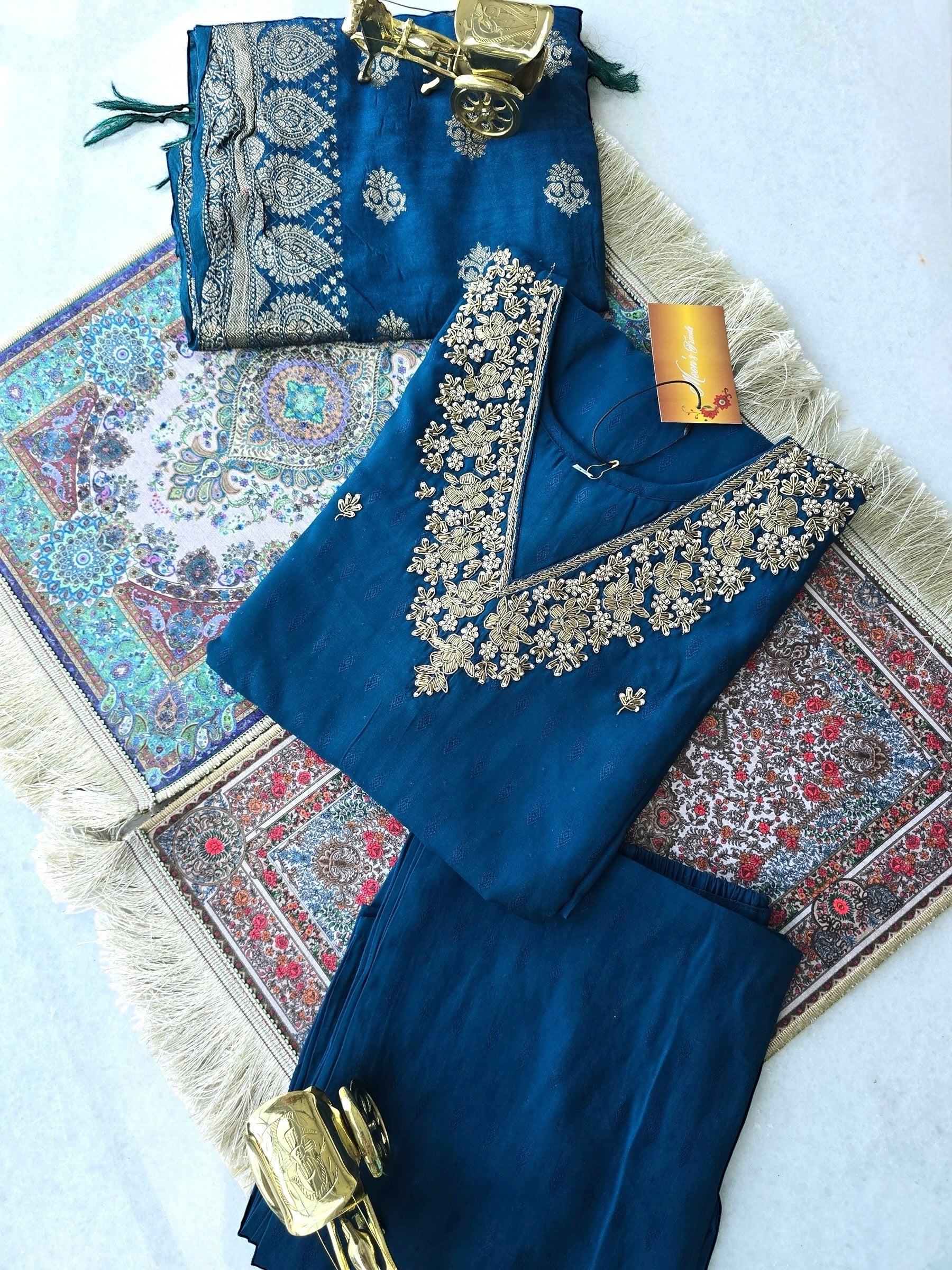 Dabka Embroidery Silk Salwar Kameez Set