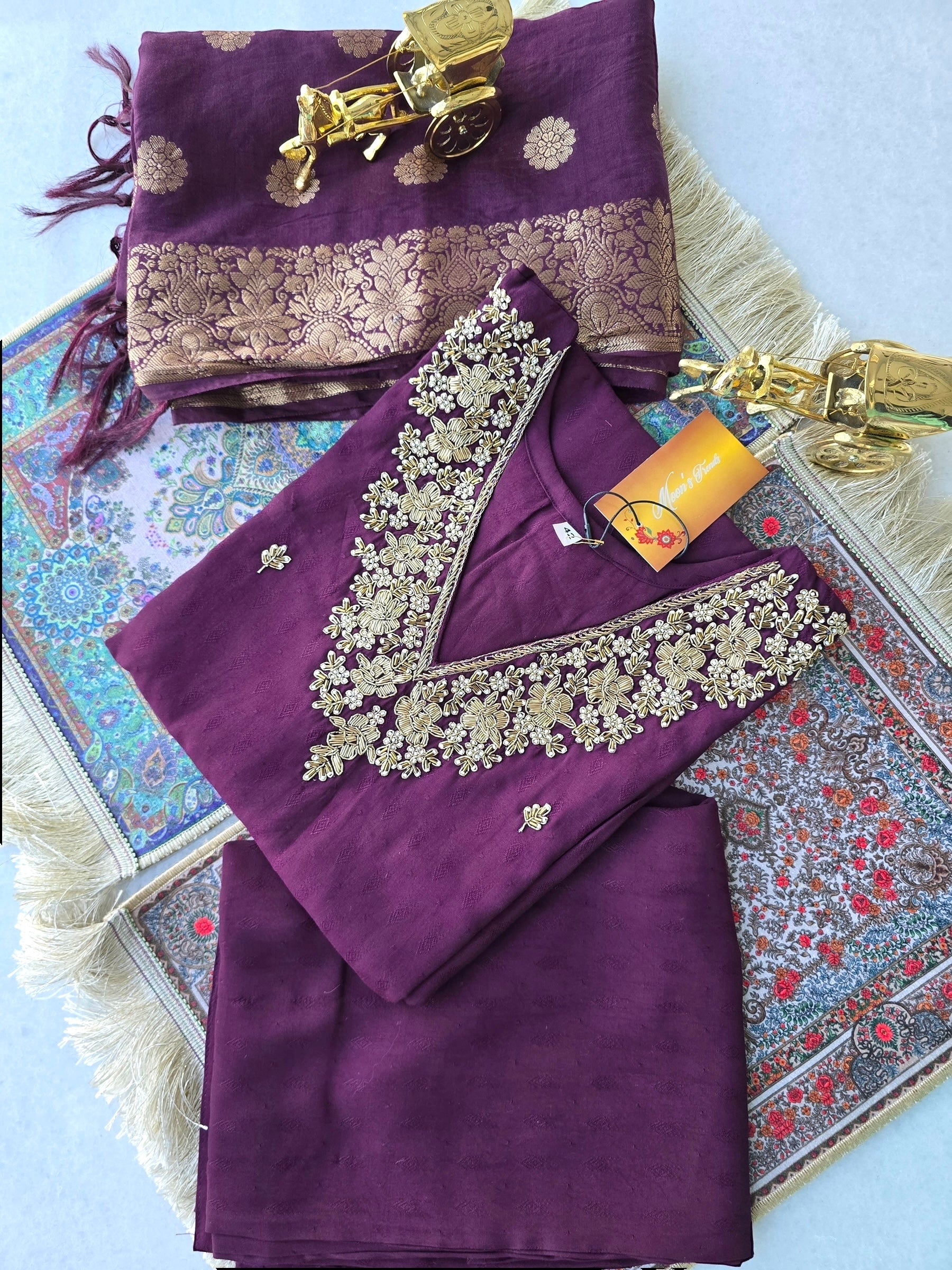 Dabka Embroidery Silk Salwar Kameez Set