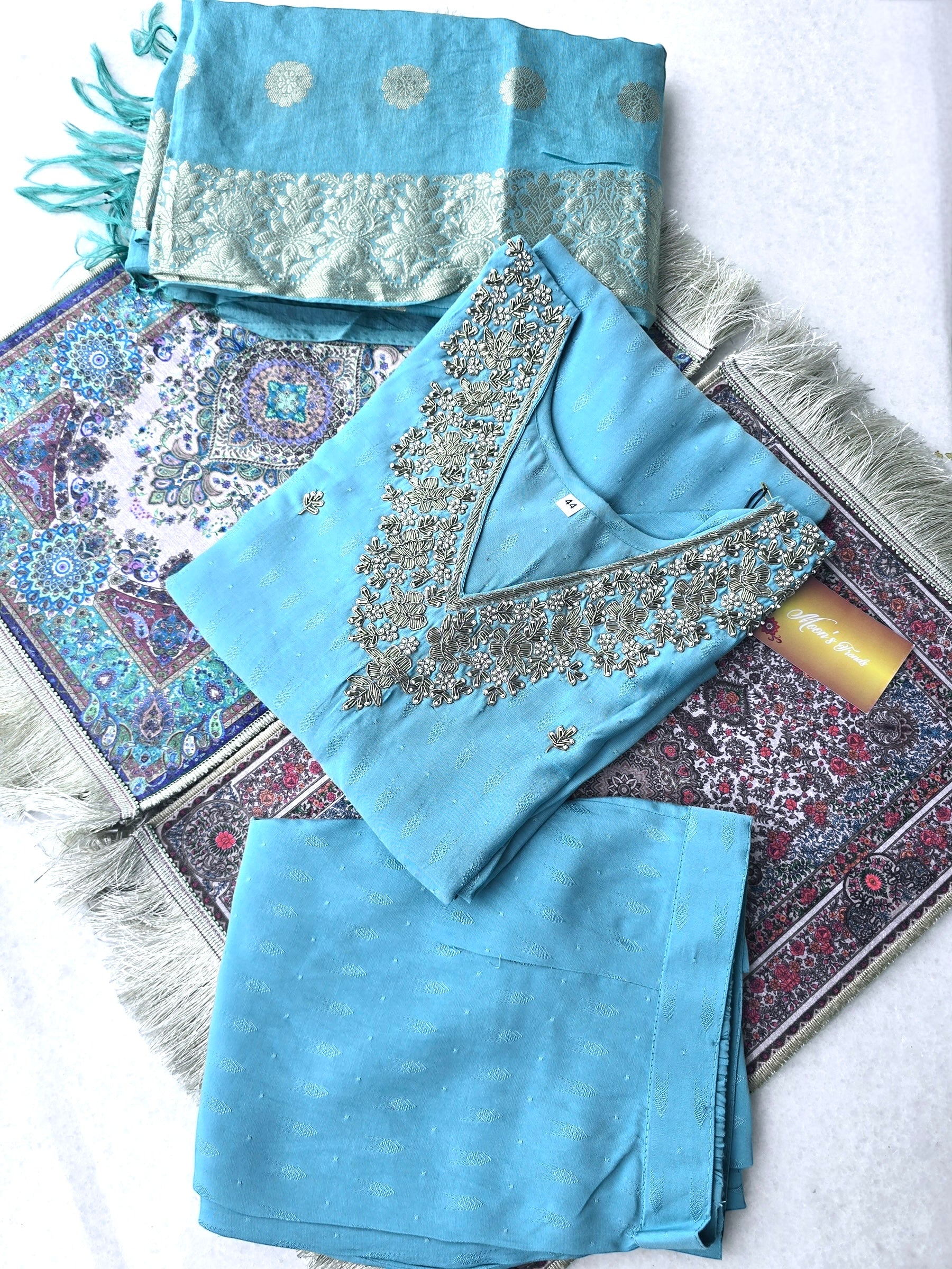 Dabka Embroidery Silk Salwar Kameez Set