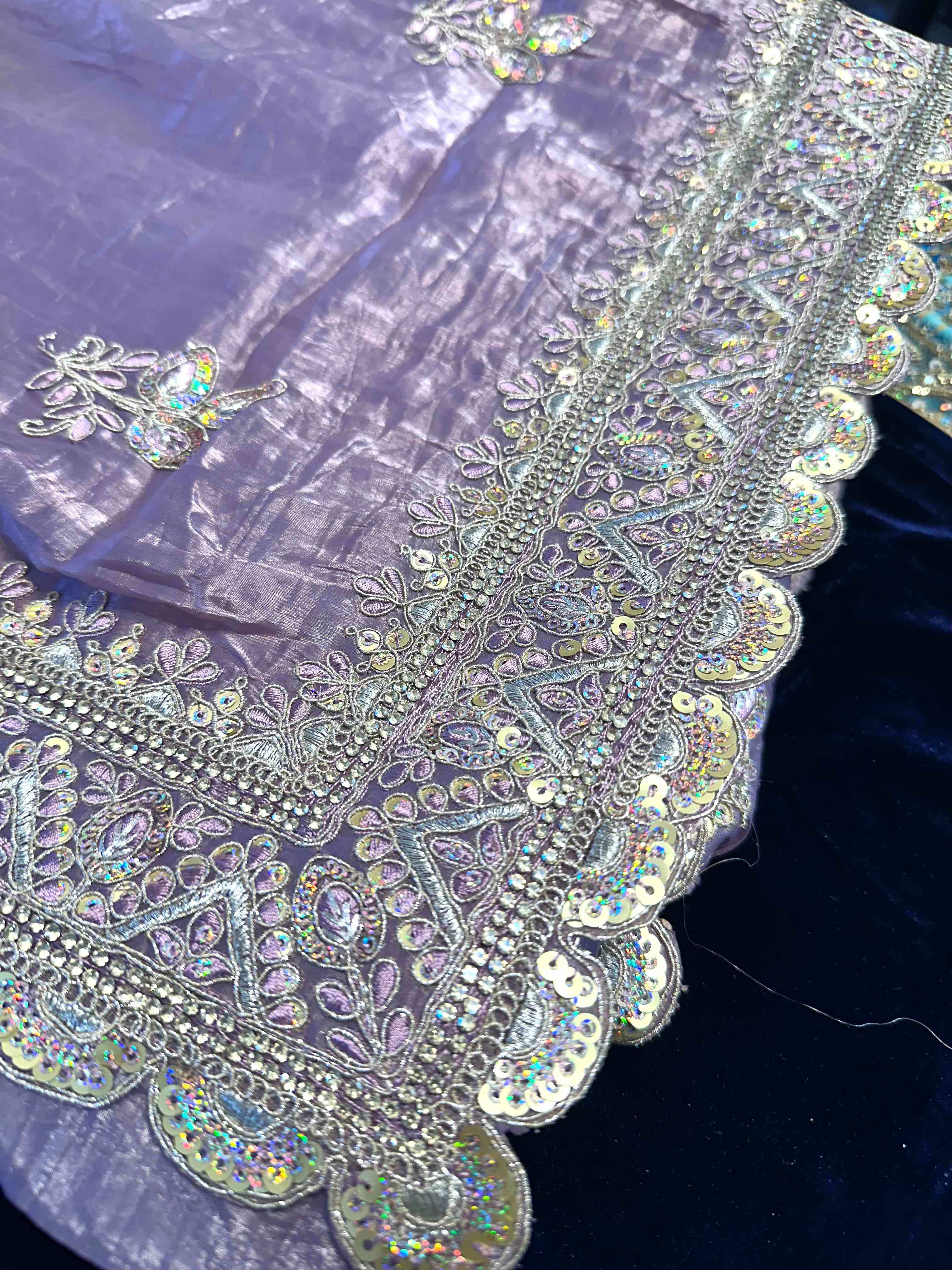 Embroidery and Sequin Work Tissue Sarees