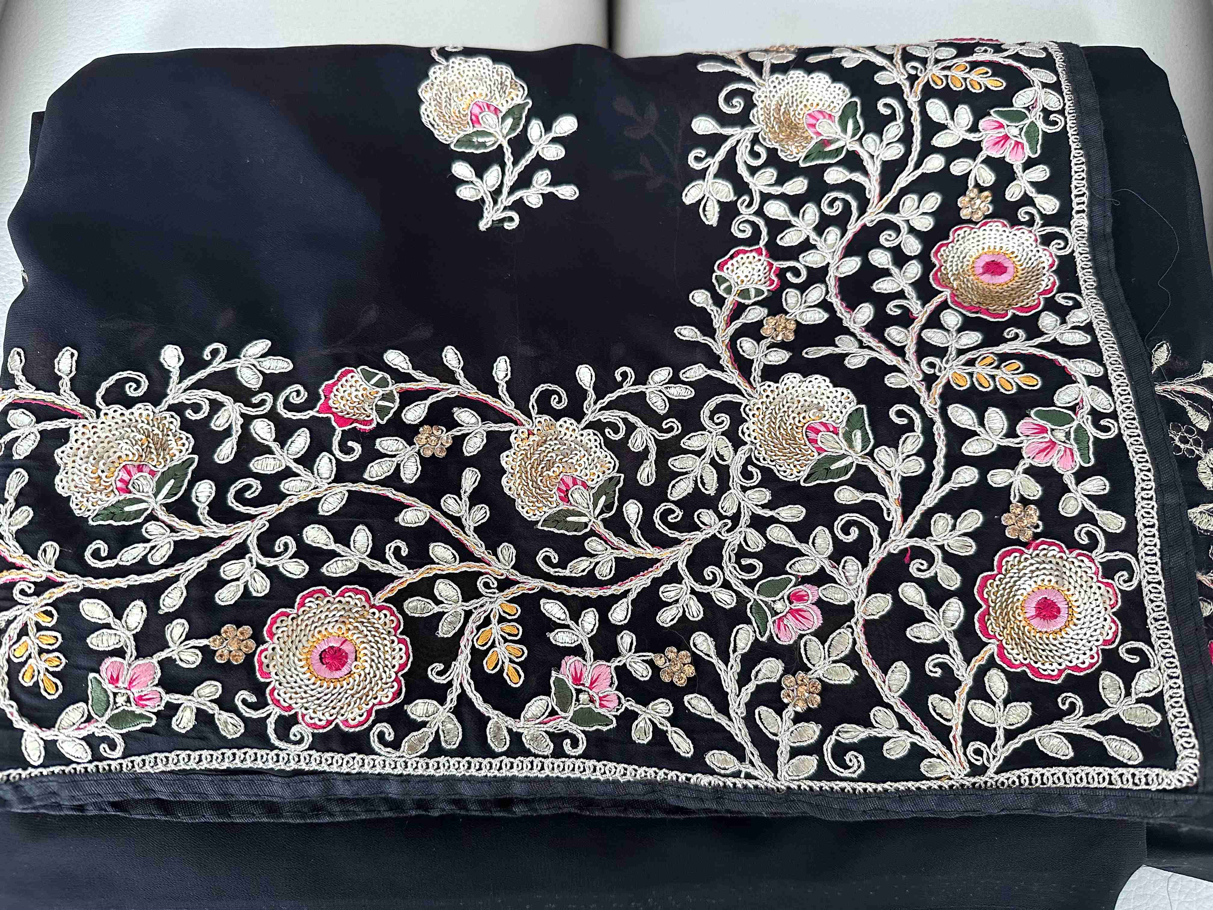 Gottapatti and Sequin Work Georgette Sarees