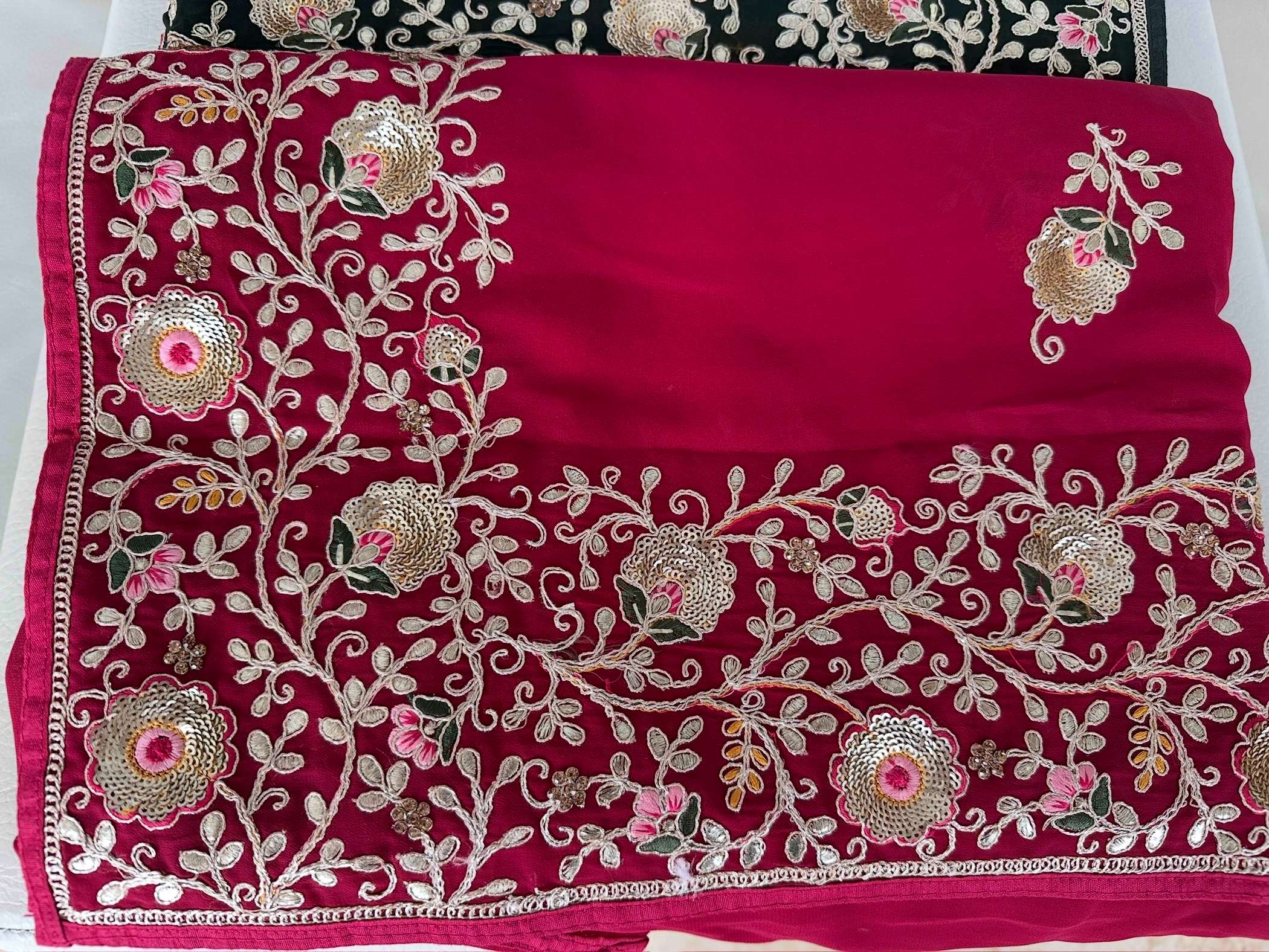 Gottapatti and Sequin Work Georgette Sarees