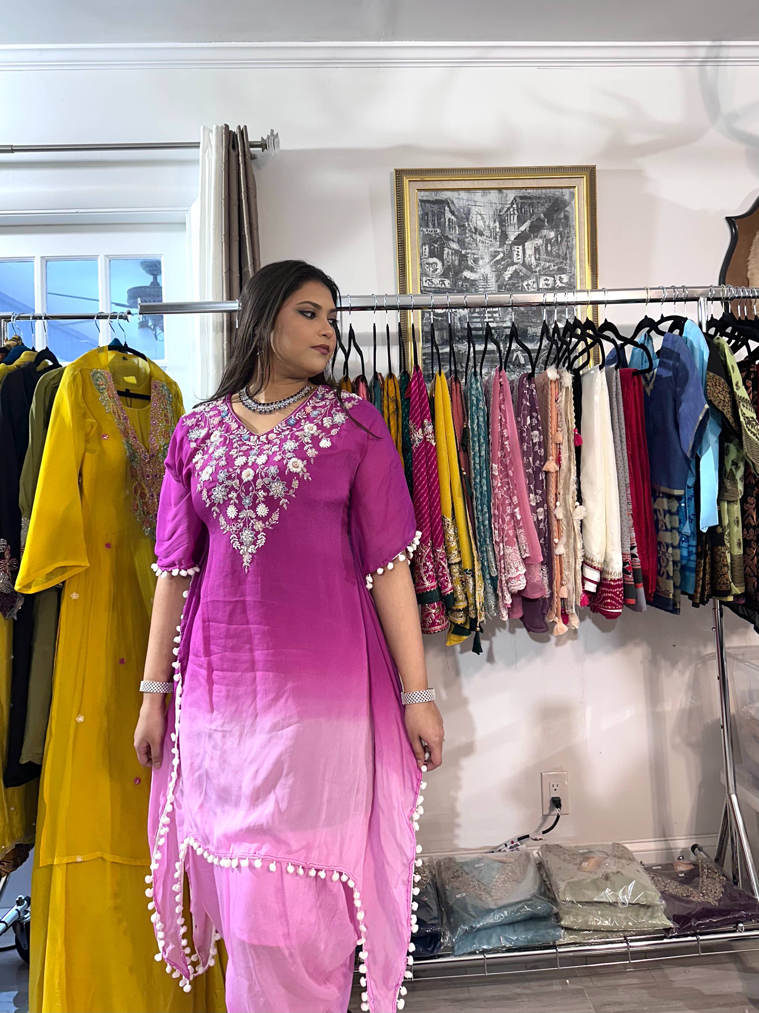 Handworked Kaftan Set with Dhoti Pants