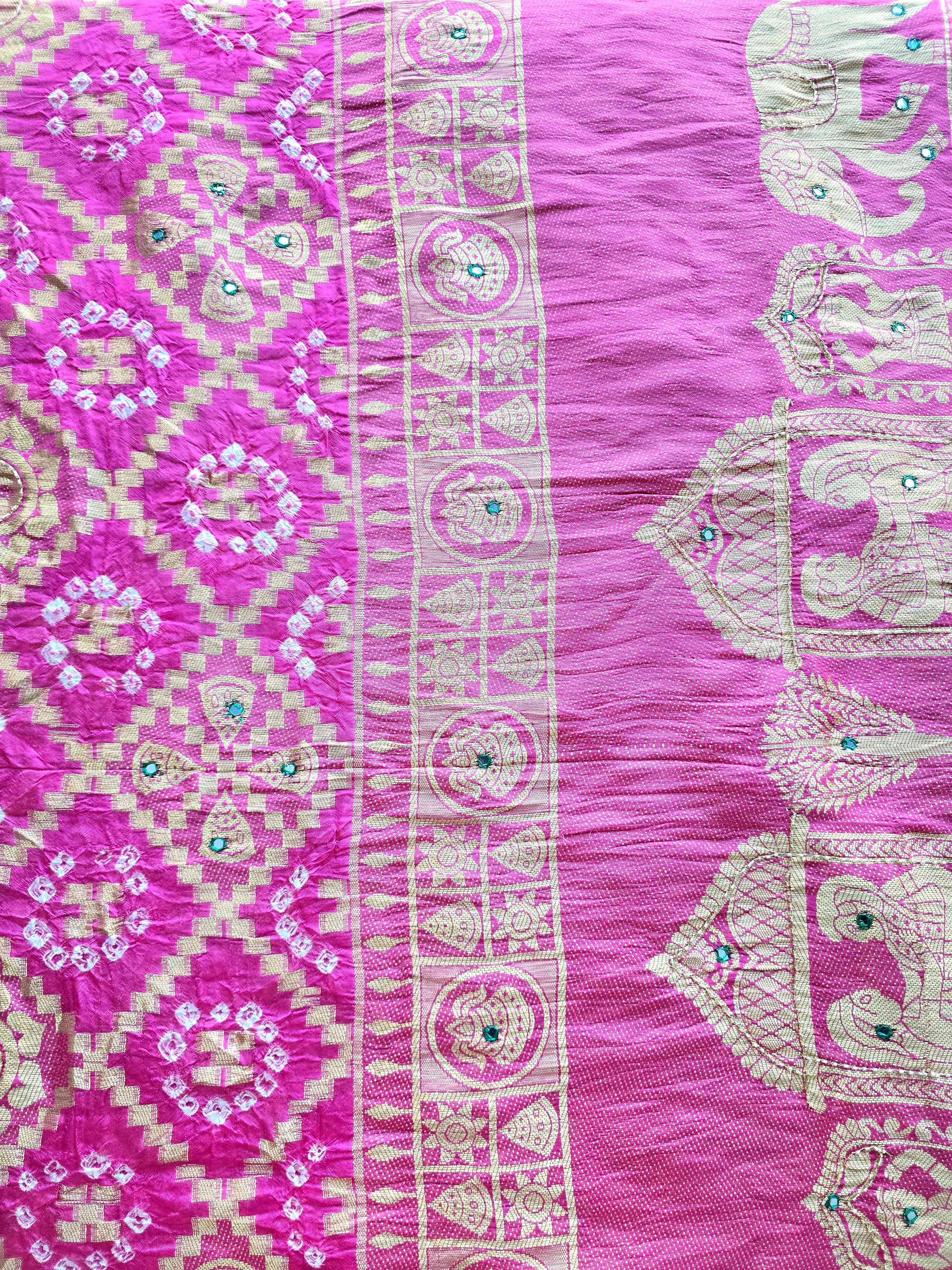 Handworked Silk Bandhani Chunri Sarees