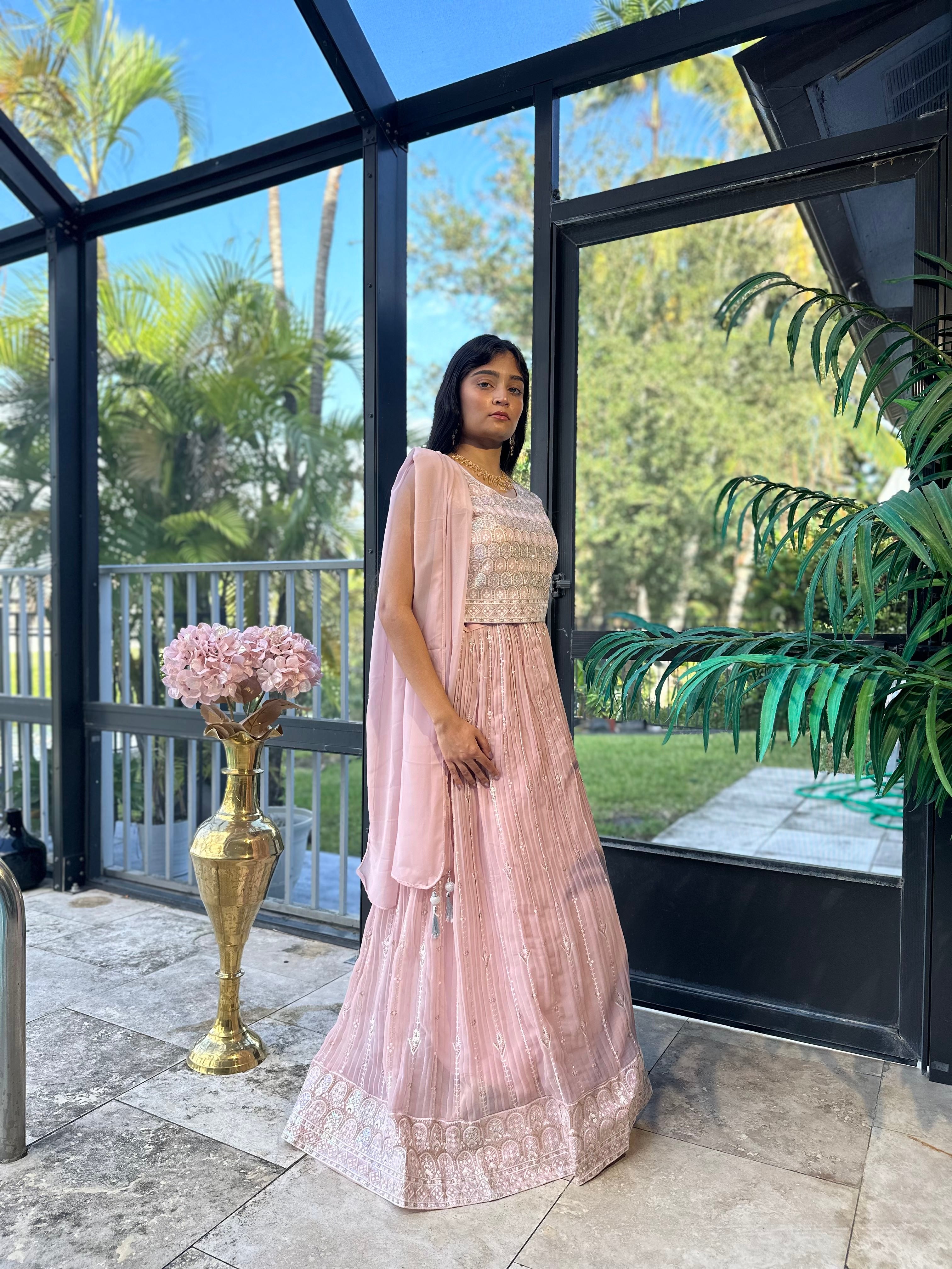 Light Pink Lehenga With Embroidery and Stone Work