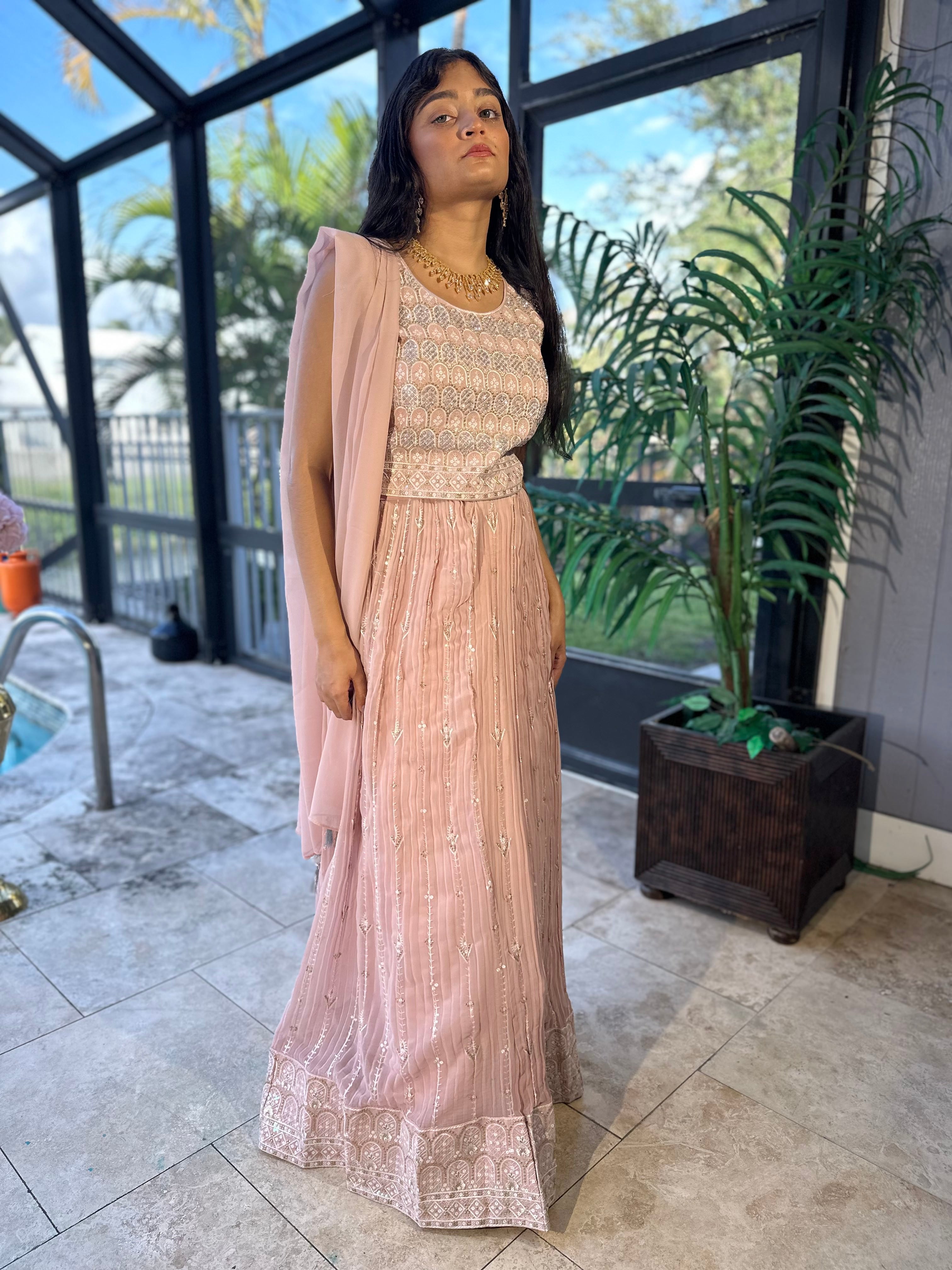 Light Pink Lehenga With Embroidery and Stone Work