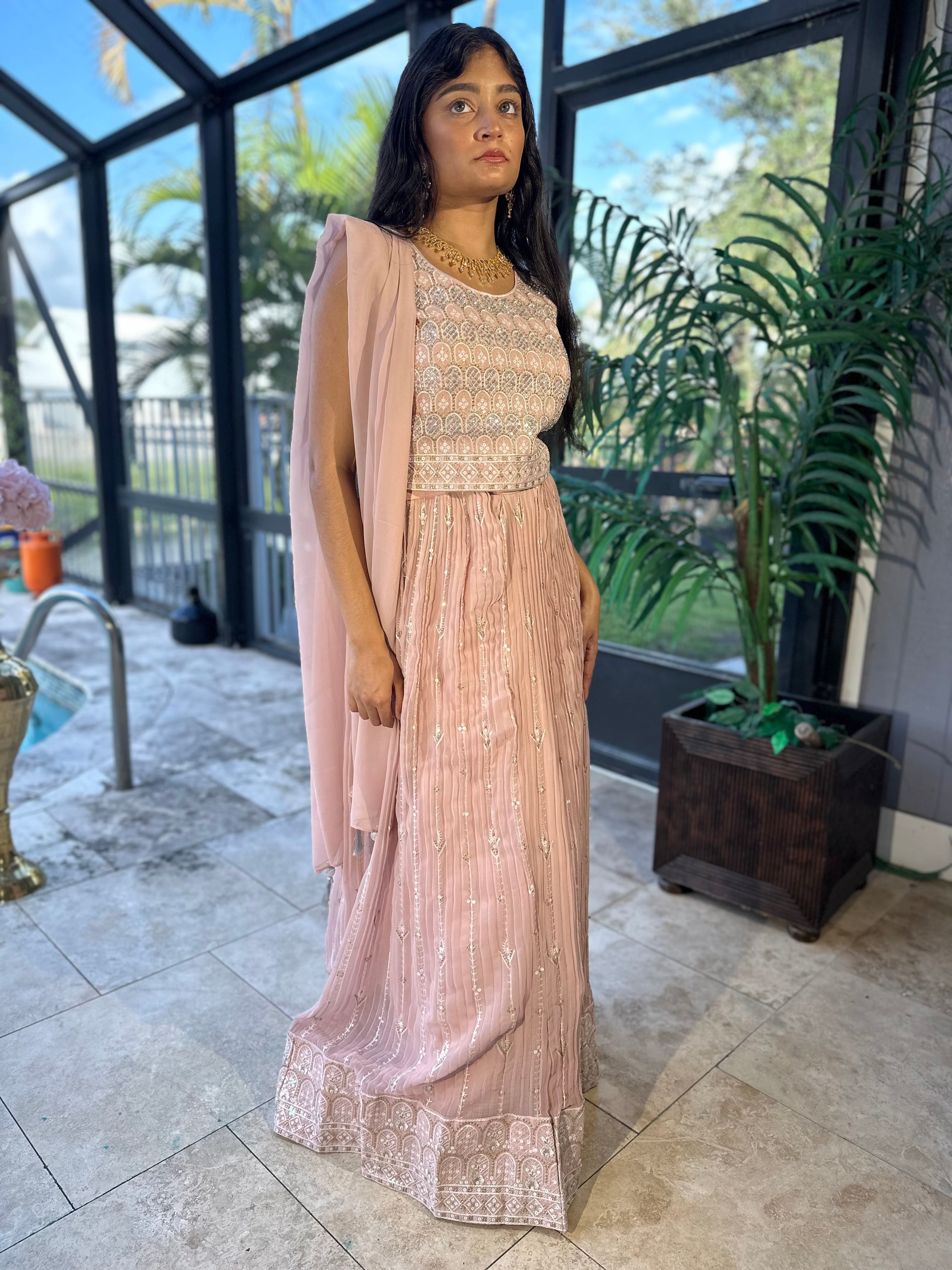 Light Pink Lehenga With Embroidery and Stone Work