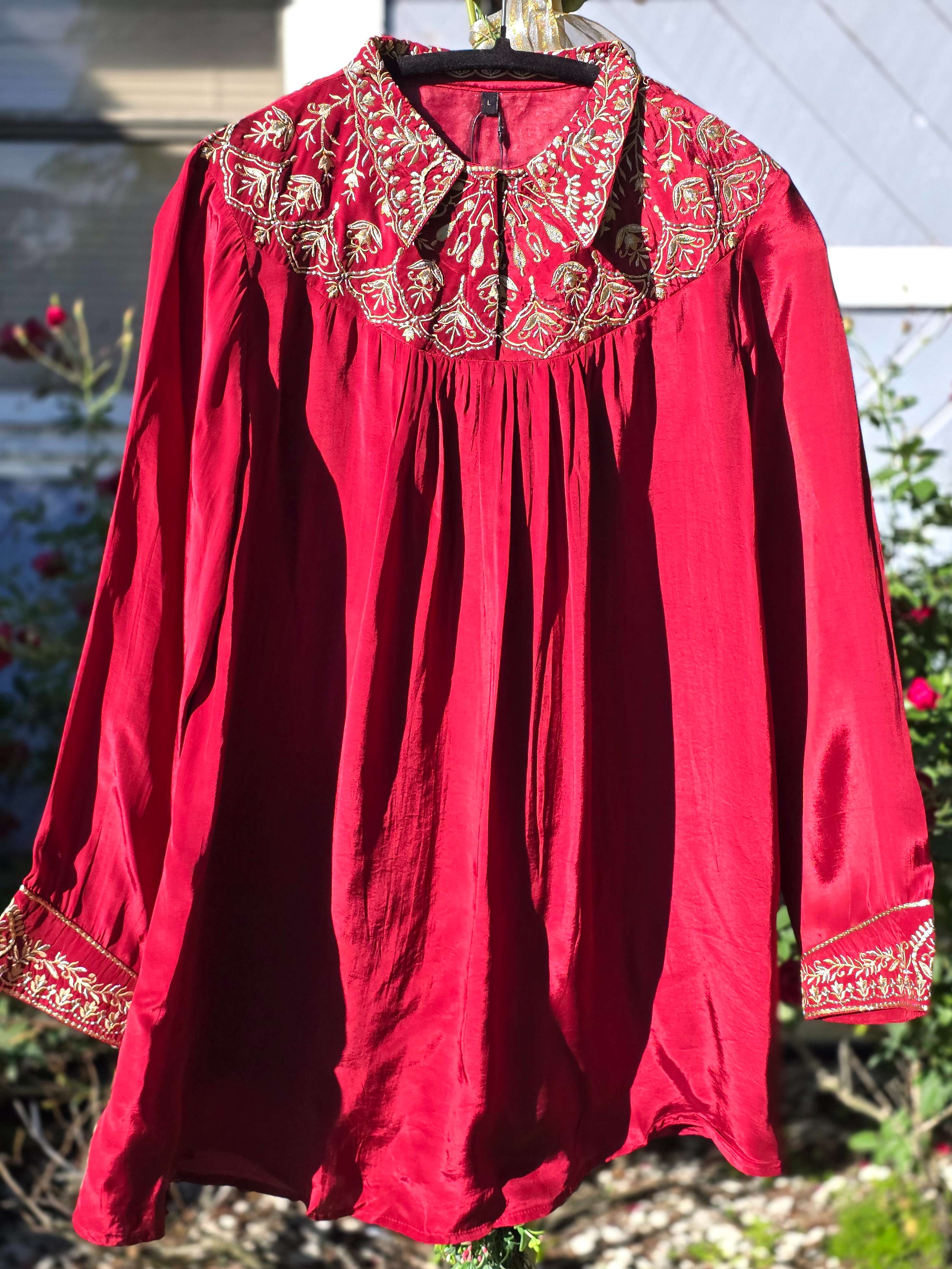Maroon Silk Co Ords Set with Embroidery Work
