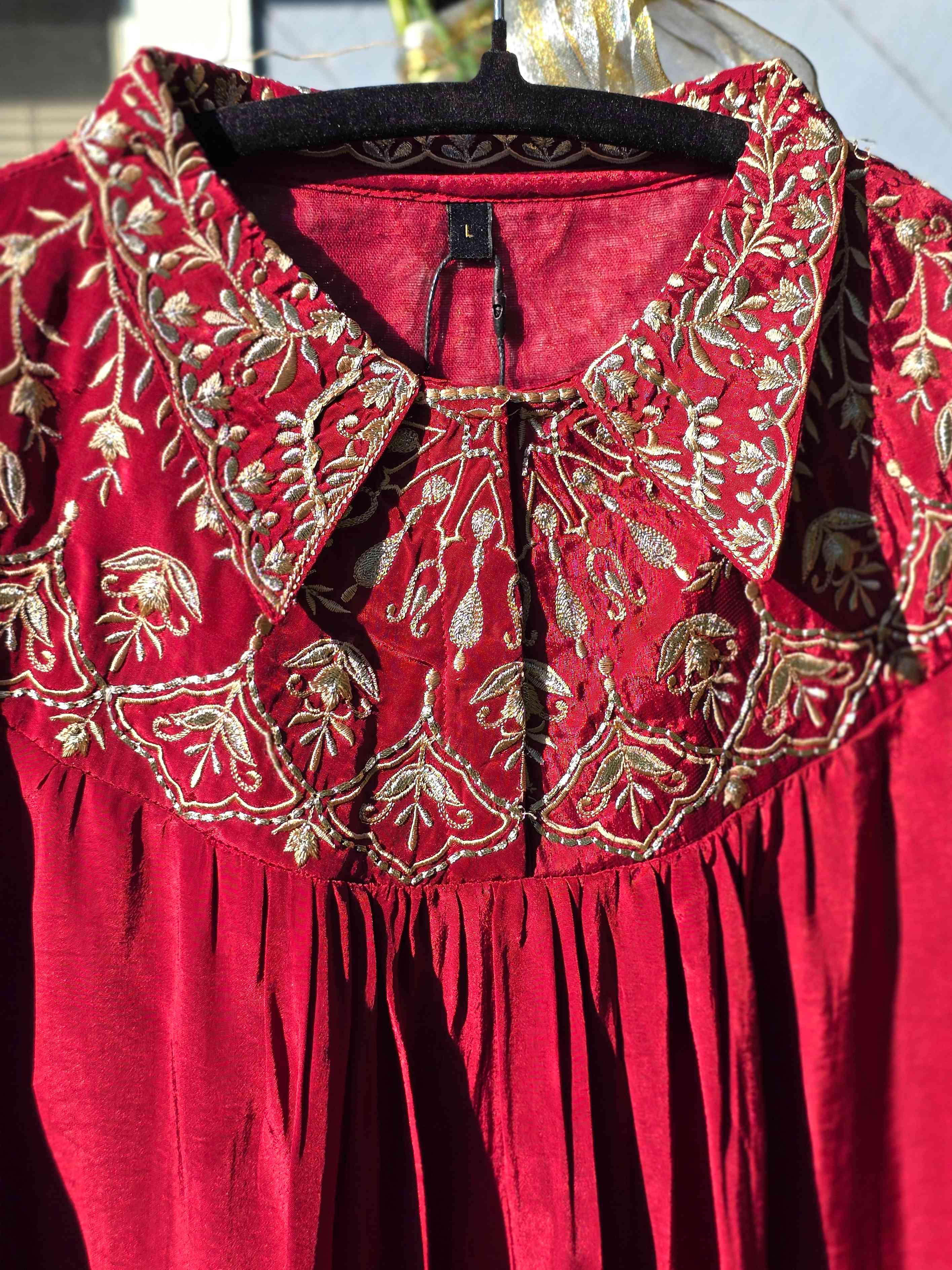Maroon Silk Co Ords Set with Embroidery Work
