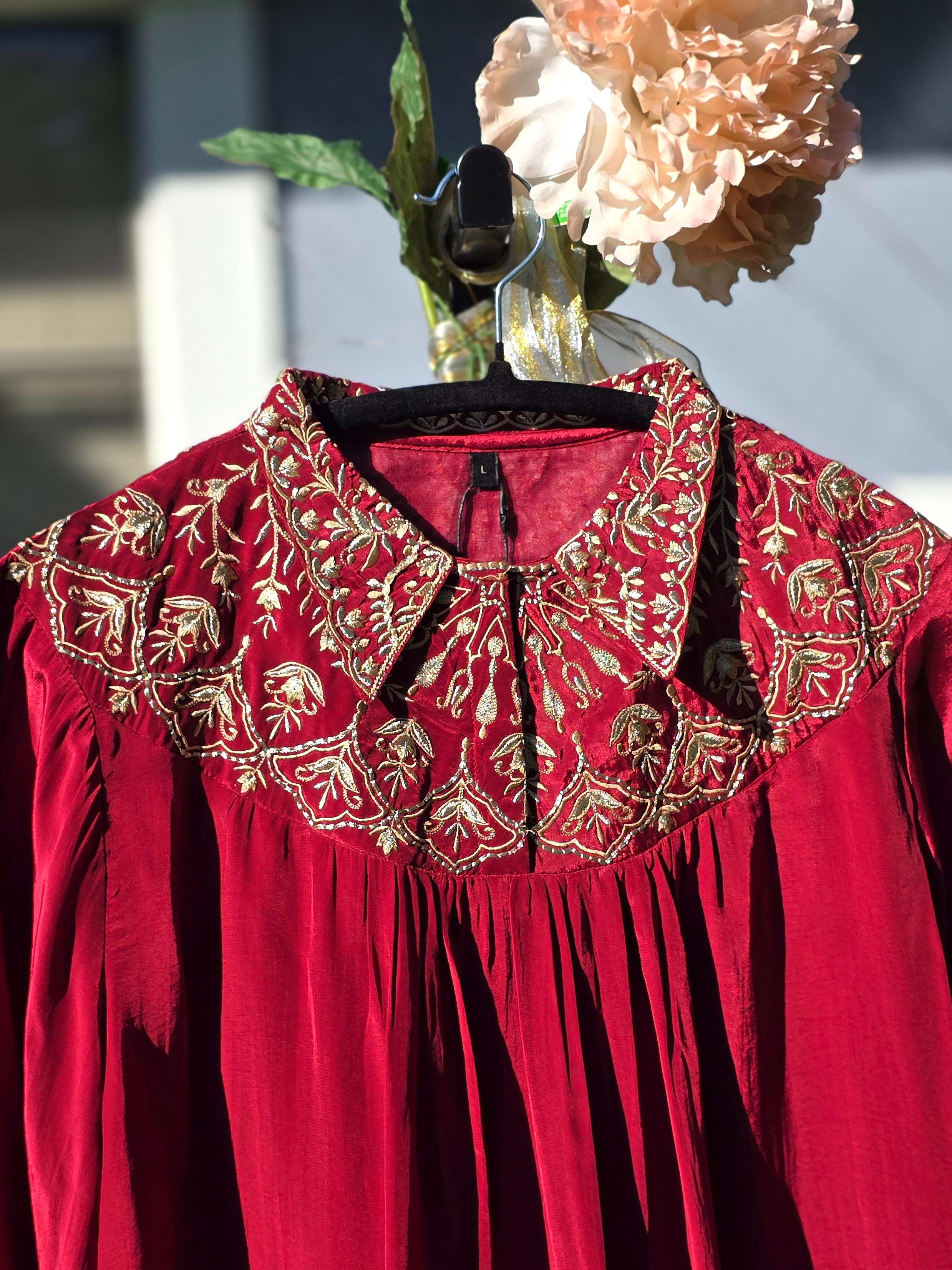 Maroon Silk Co Ords Set with Embroidery Work