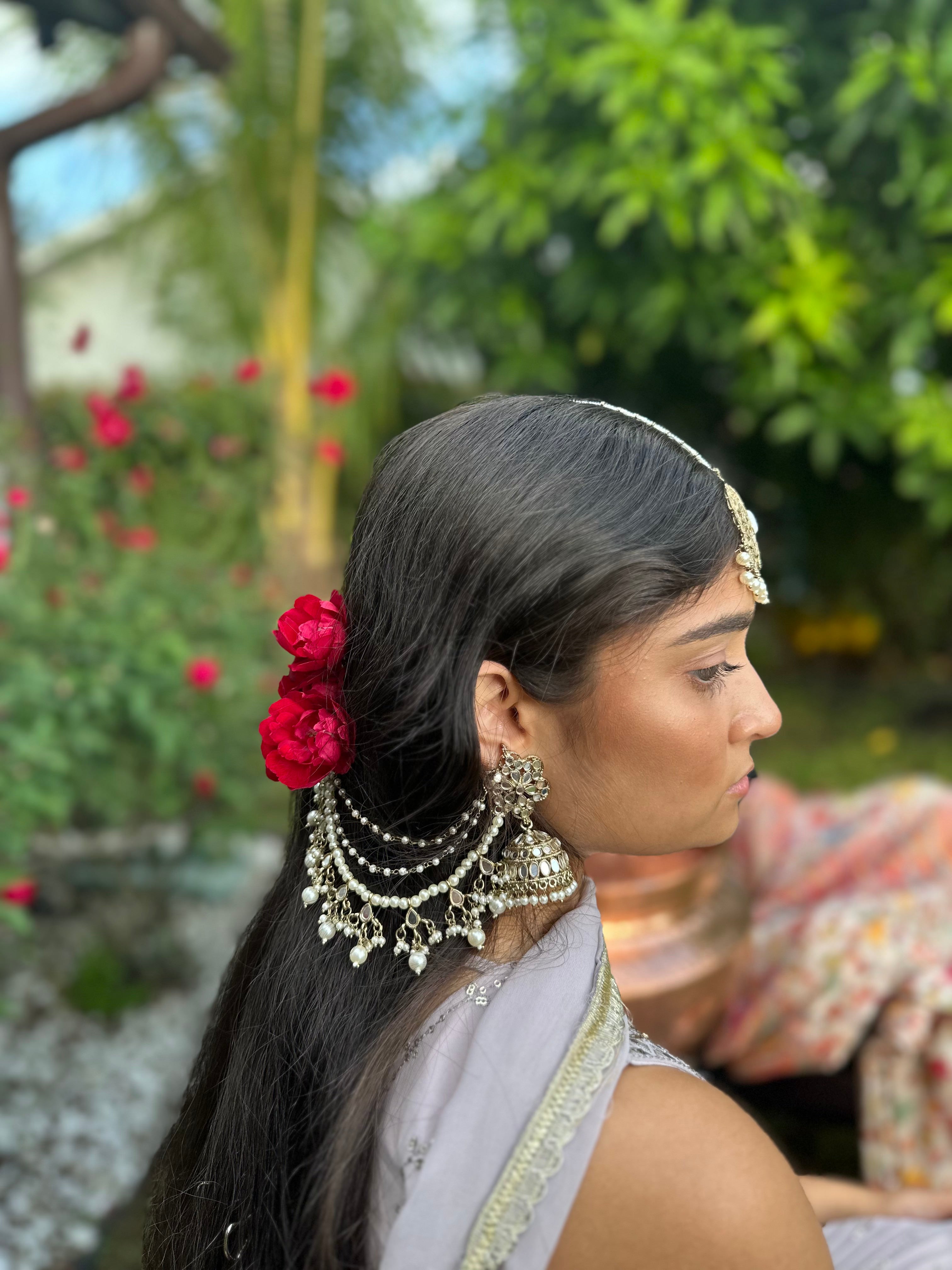 Mirror and Pearl Earring and Tikka Set