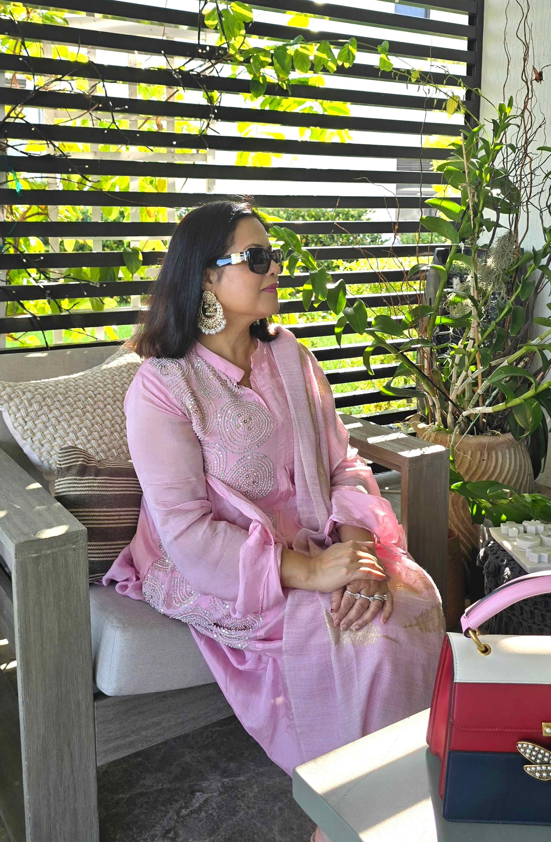 Light Pink Georgette Co-ords Set with Sequin and Beadwork