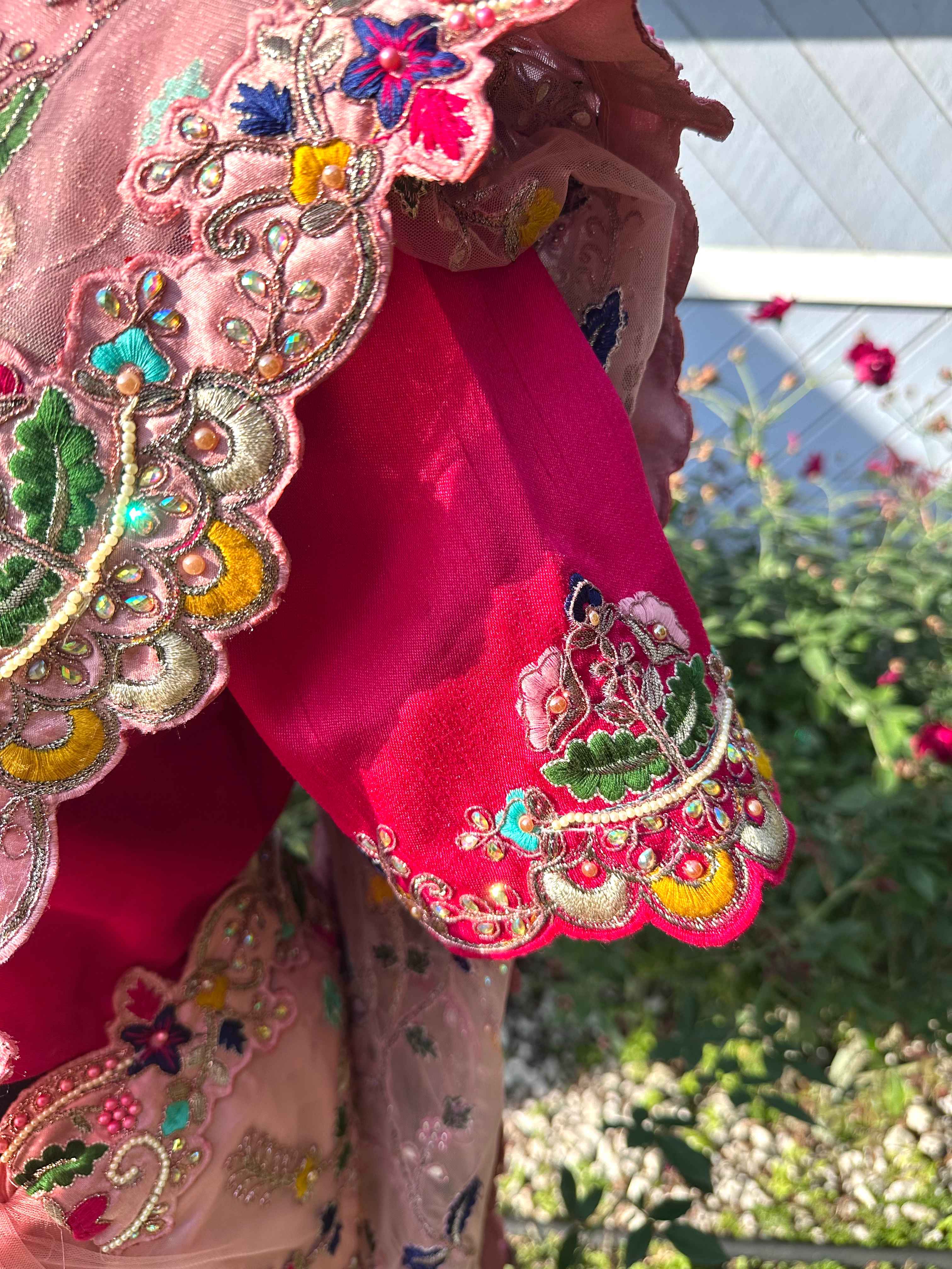 Pink Net Sarees with Embroidery and Stone Work