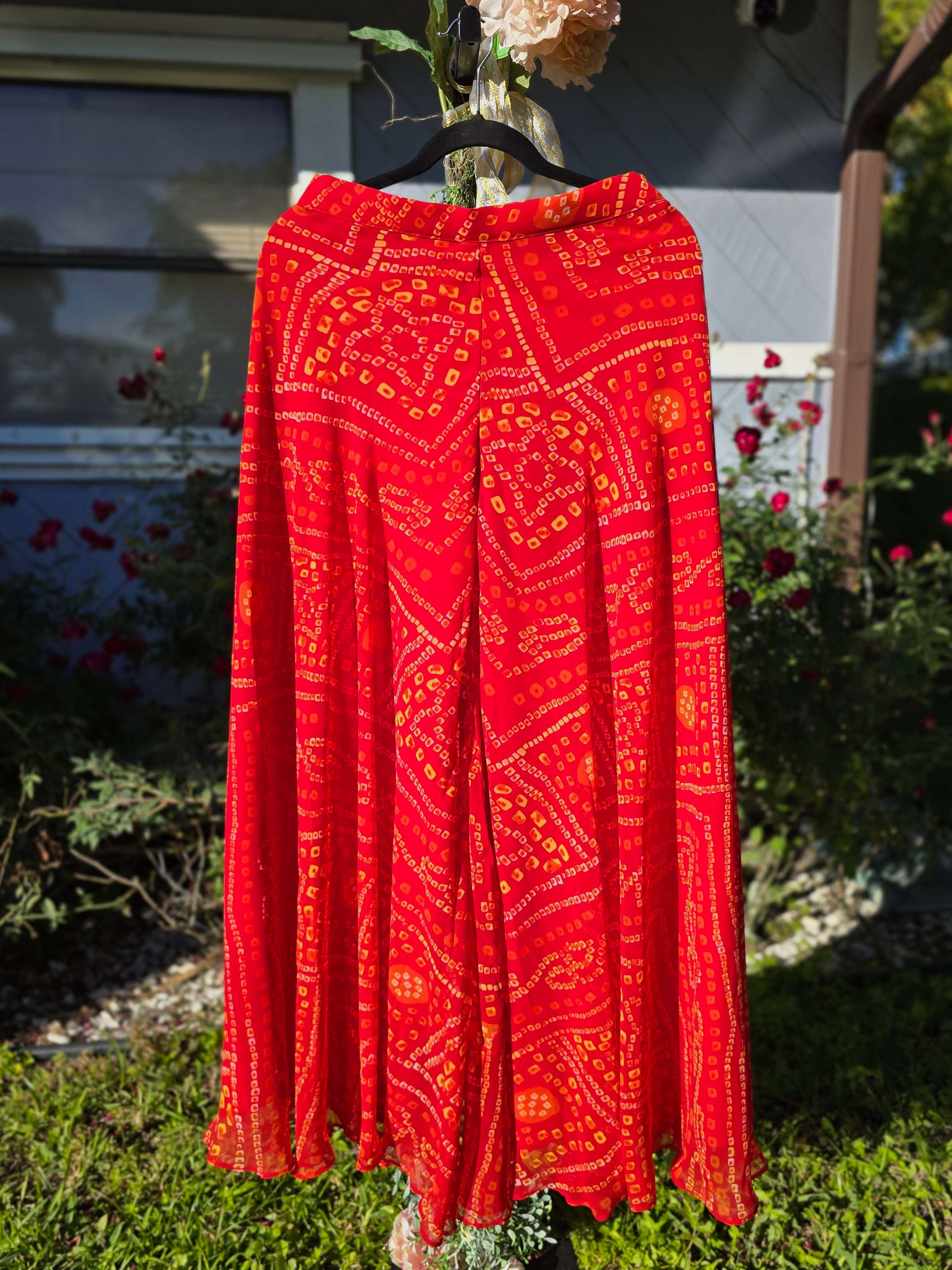 Red Georgette Mirror Embroidery Chunri Co Ords Set