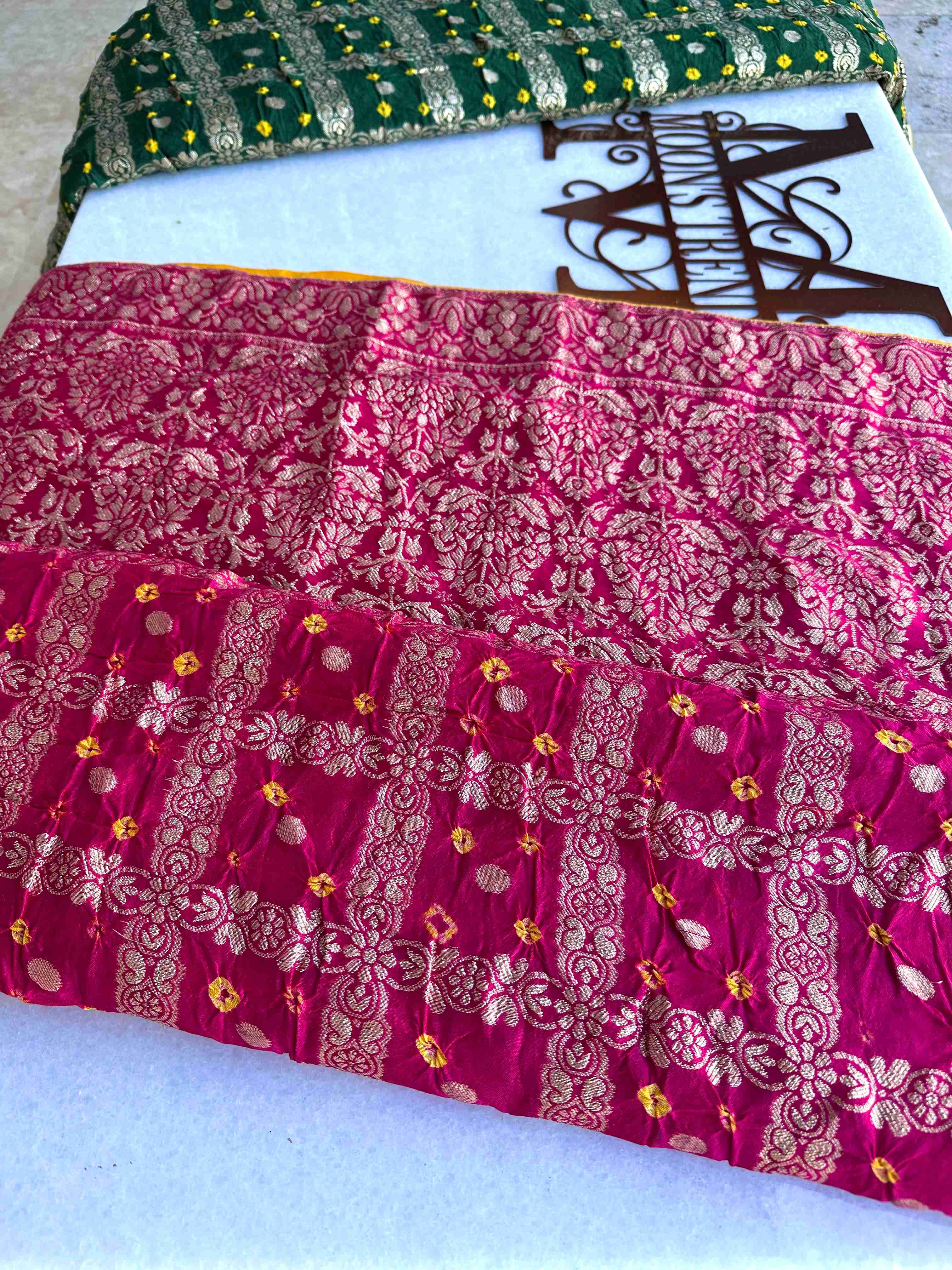 Silk Bandhani Chunri Sarees with Zari Work