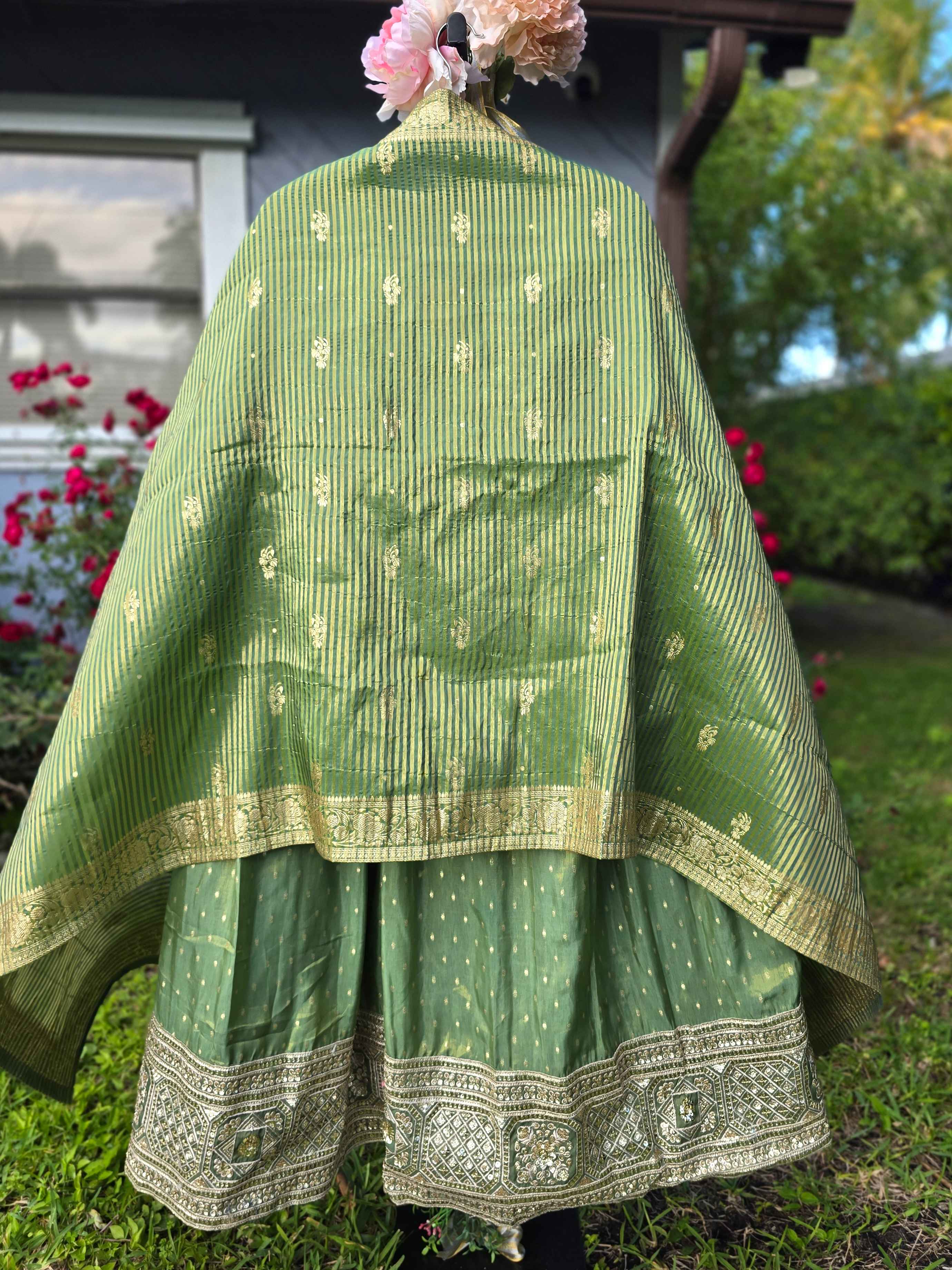 Silk Lehenga with Embroidery and Sequin Work