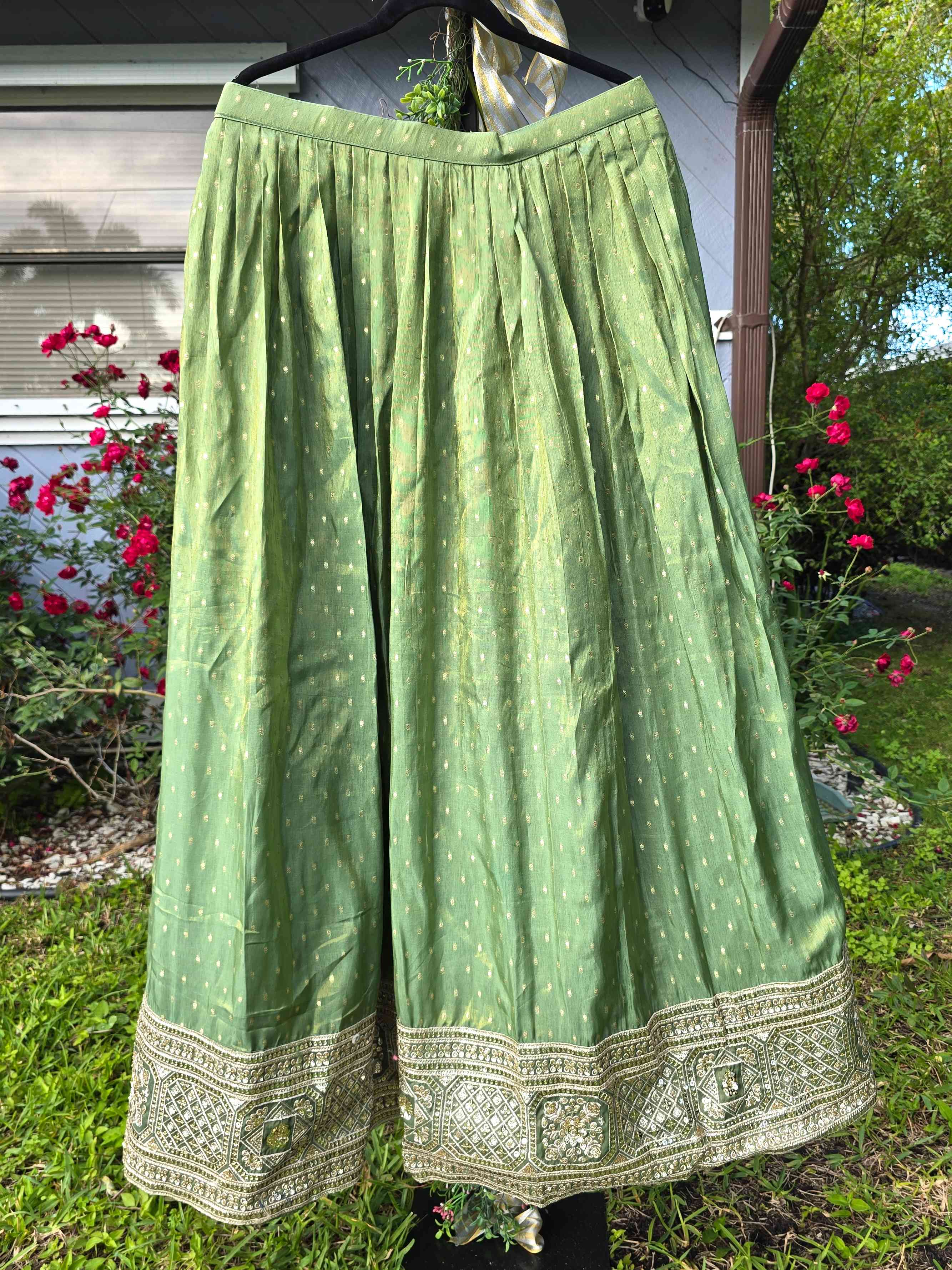 Silk Lehenga with Embroidery and Sequin Work