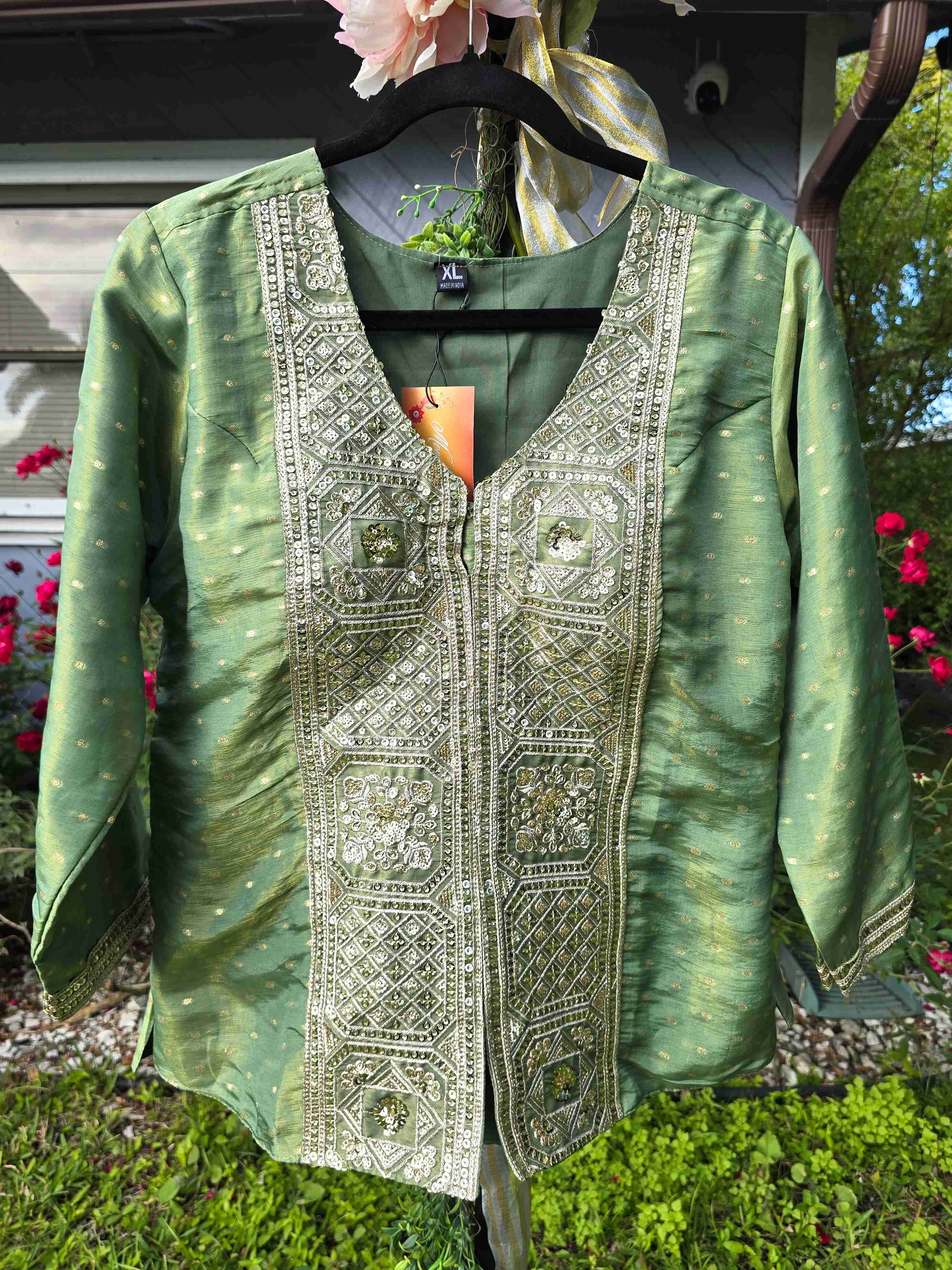 Silk Lehenga with Embroidery and Sequin Work