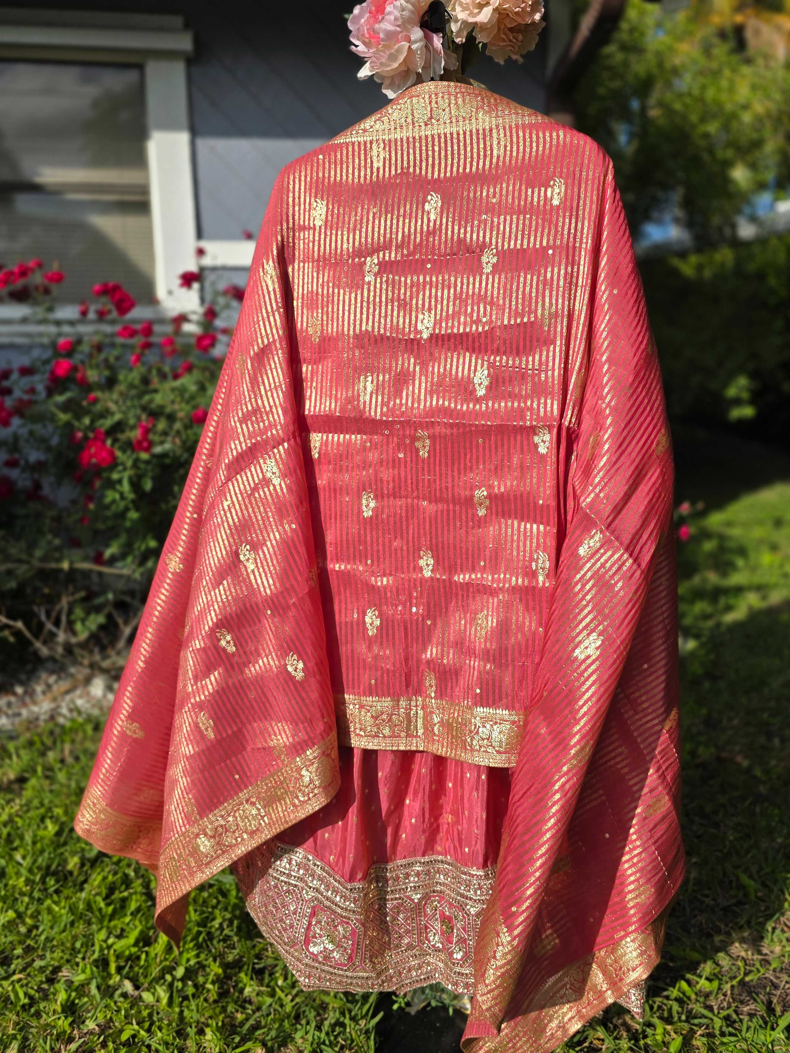 Silk Lehenga with Embroidery and Sequin Work