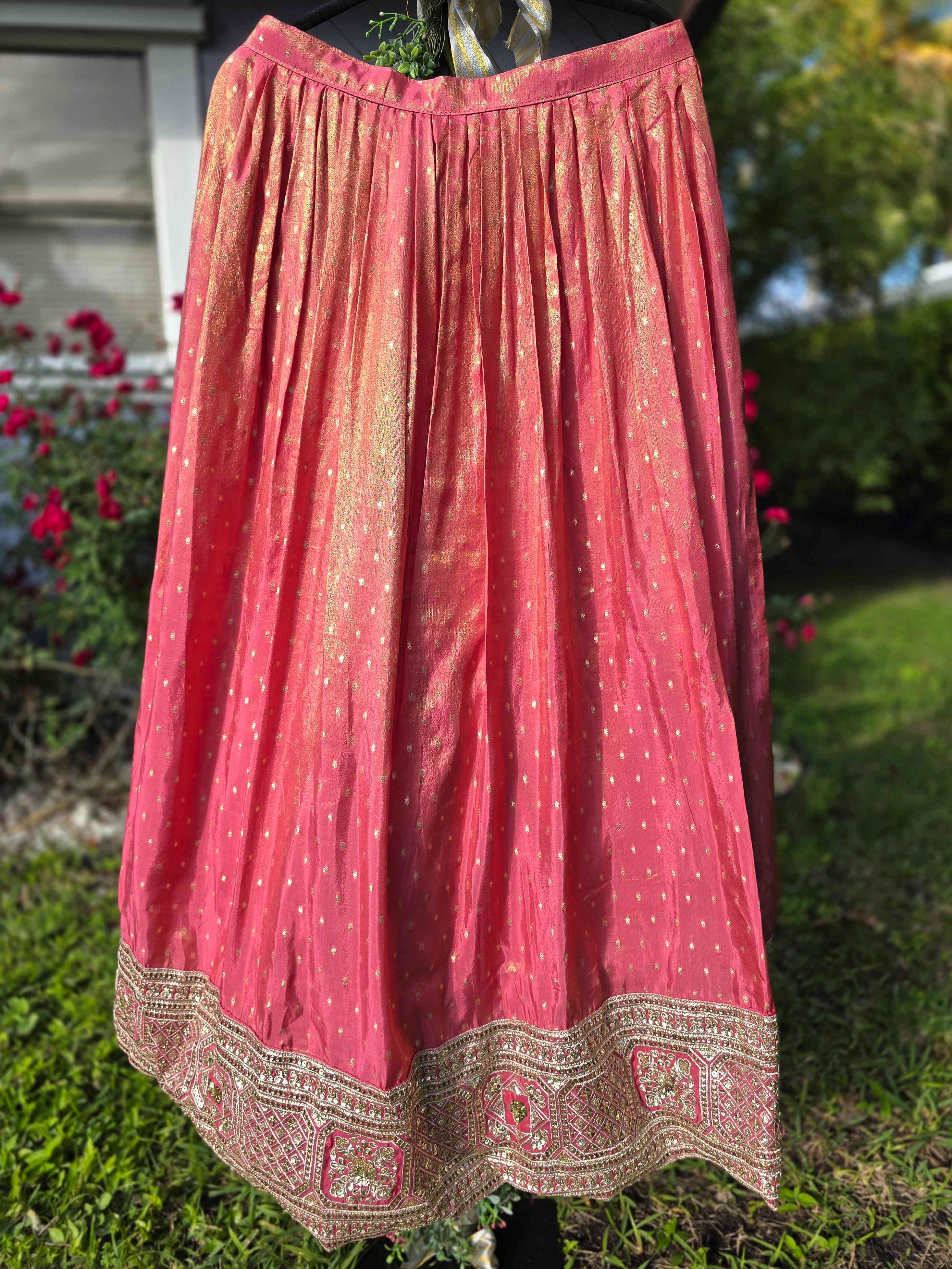 Silk Lehenga with Embroidery and Sequin Work