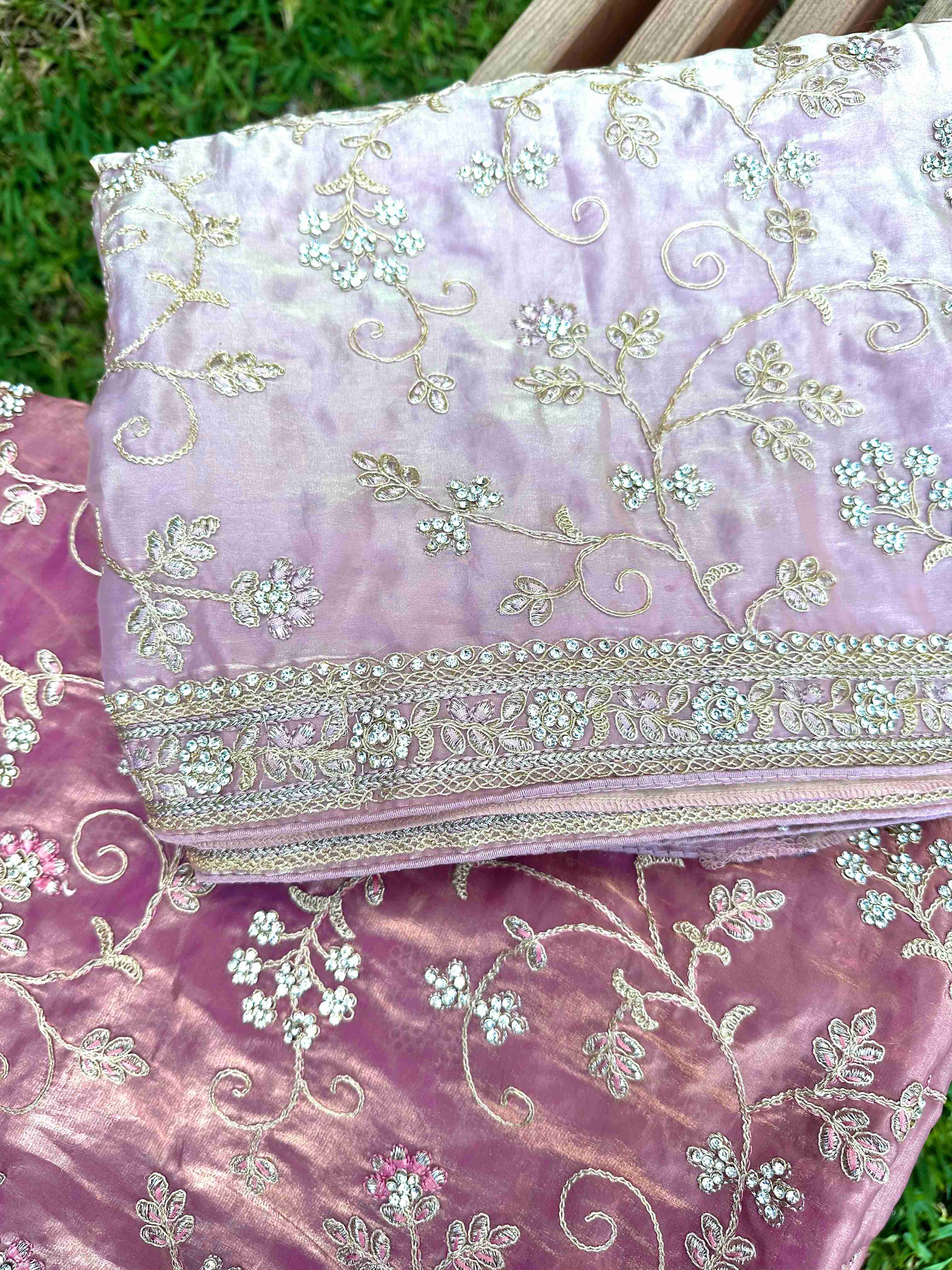 Stonework and Threadwork Soft Tissue Sarees