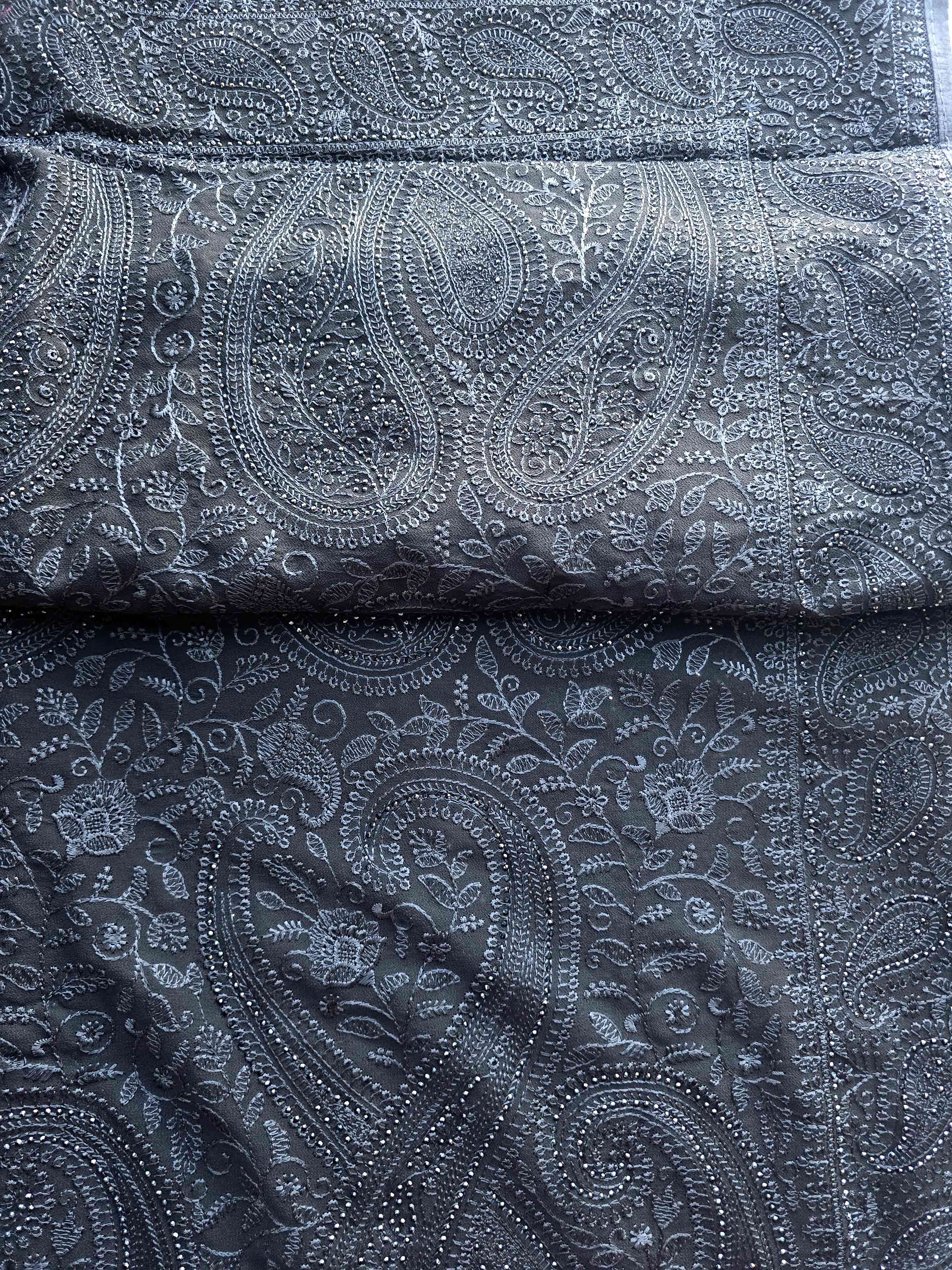 Threadwork and Stonework Georgette Sarees