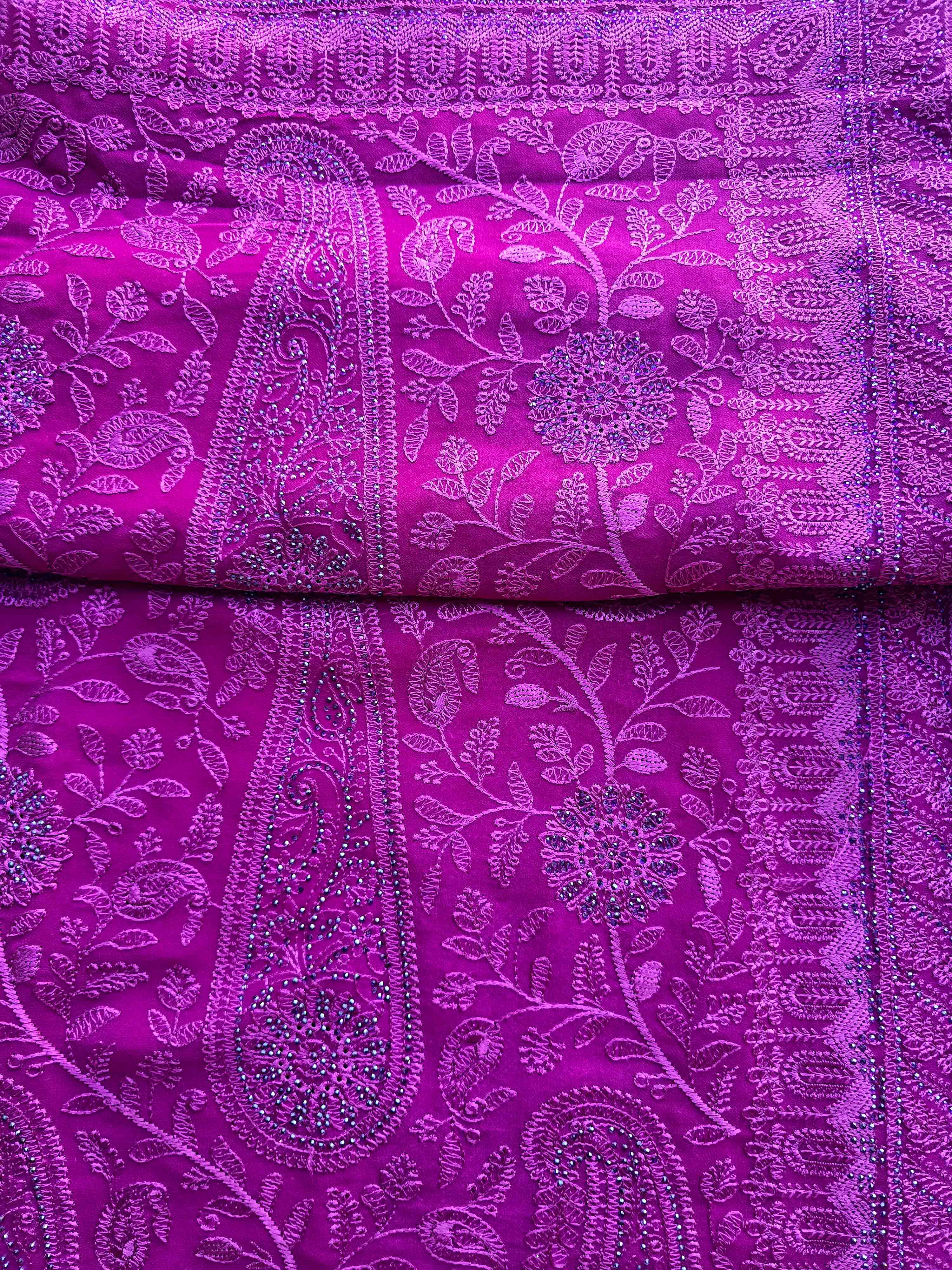 Threadwork and Stonework Georgette Sarees