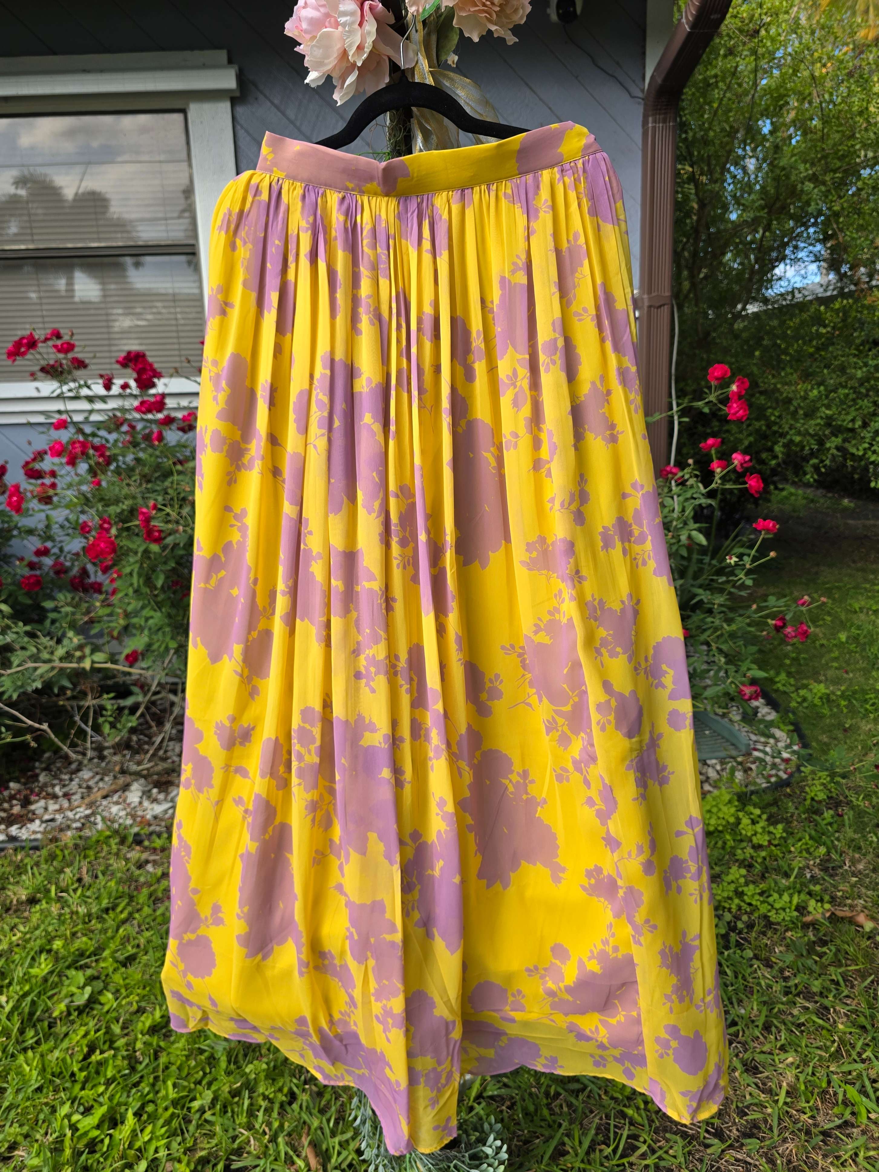 Yellow and Purple Floral Georgette Lehenga with Sequin and Beadwork